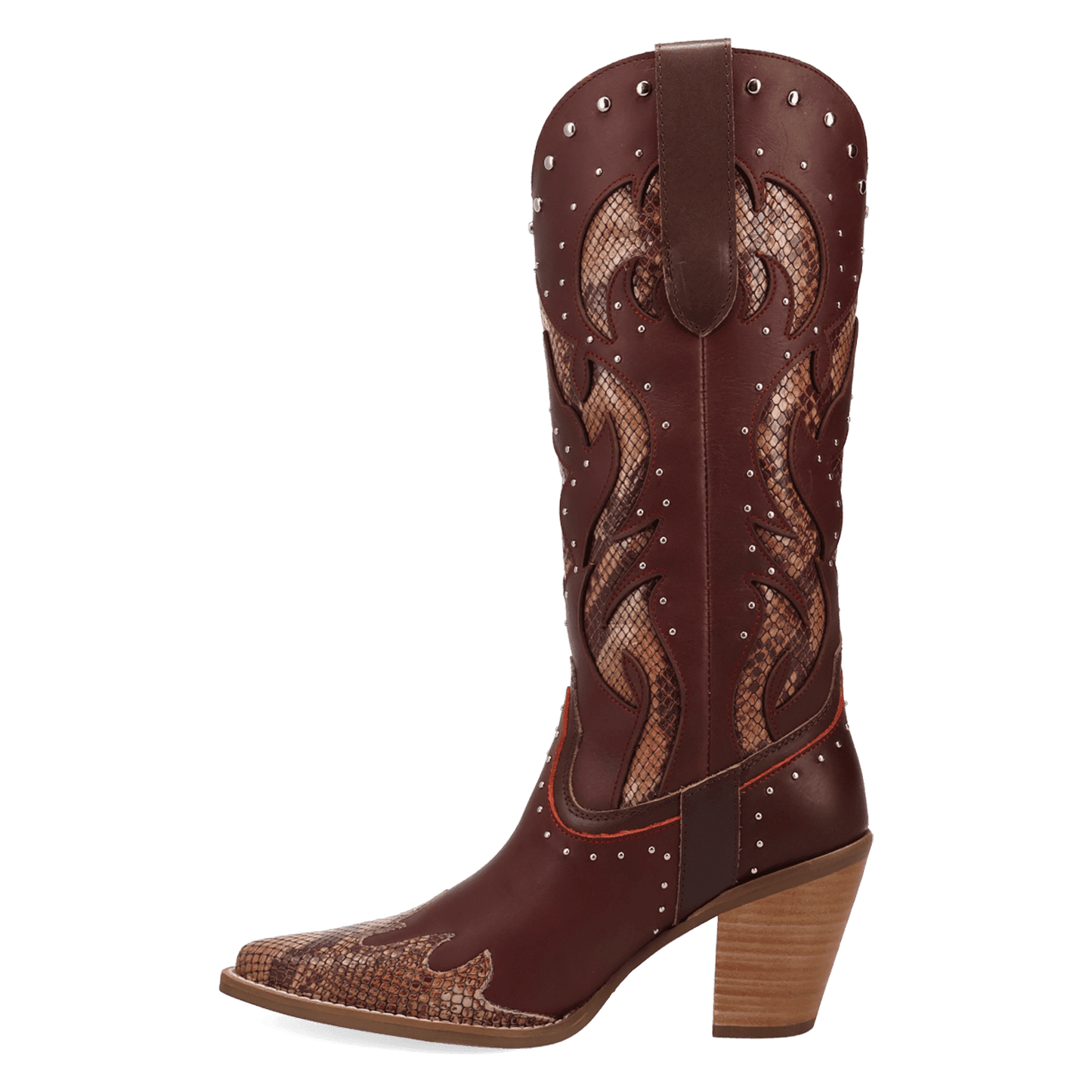 PRODUCT SHOT UNTAMED LEATHER BOOT AT 135 DEGREE OUTSIDE ANGLE