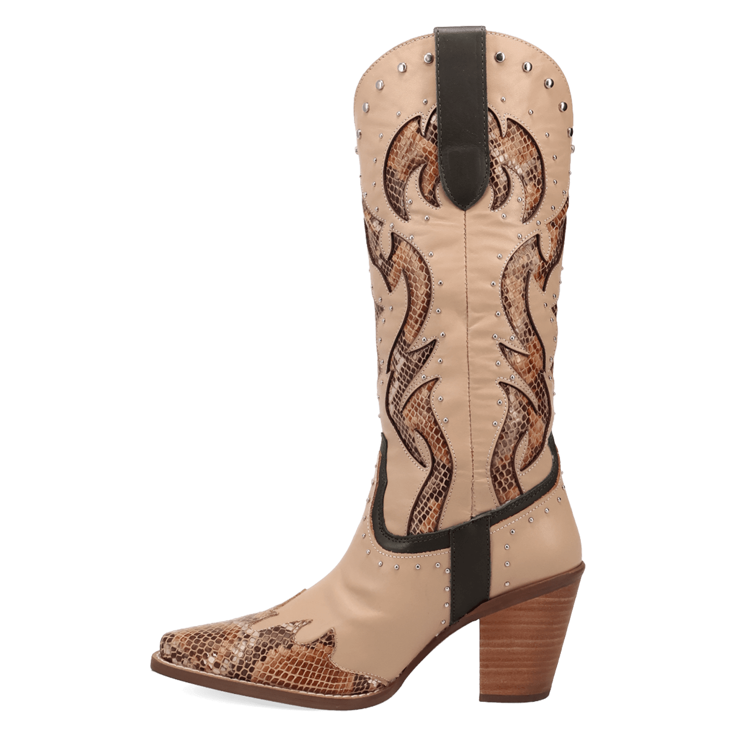 PRODUCT SHOT UNTAMED LEATHER BOOT AT 135 DEGREE OUTSIDE ANGLE
