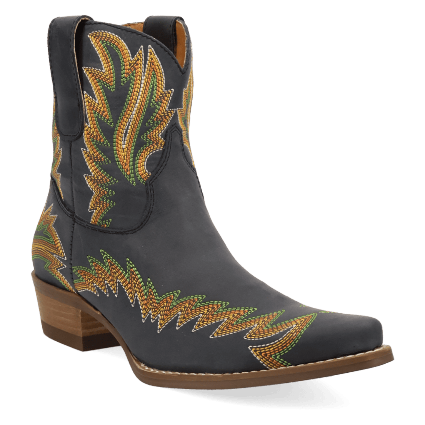 PRODUCT SHOT LAUREL LEATHER BOOTIE AT 45 DEGREE ANGLE