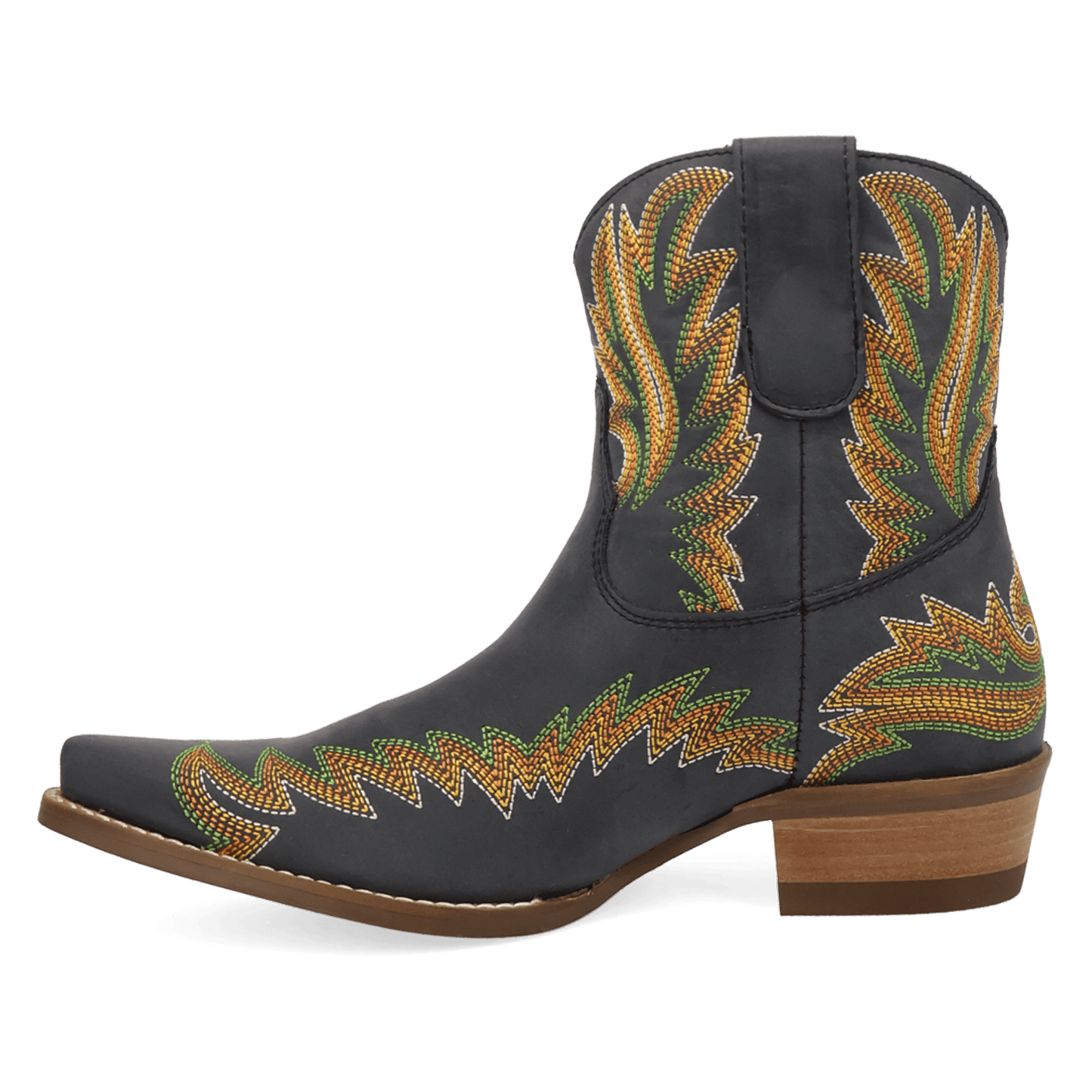 PRODUCT SHOT LAUREL LEATHER BOOTIE AT 135 DEGREE OUTSIDE ANGLE