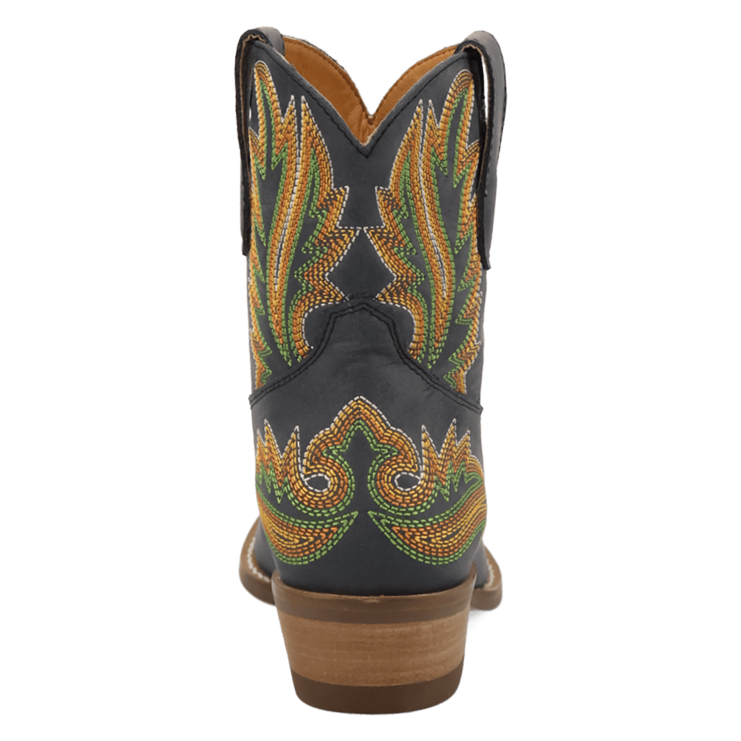 PRODUCT SHOT LAUREL LEATHER BOOTIE AT 180 DEGREE BACK ANGLE
