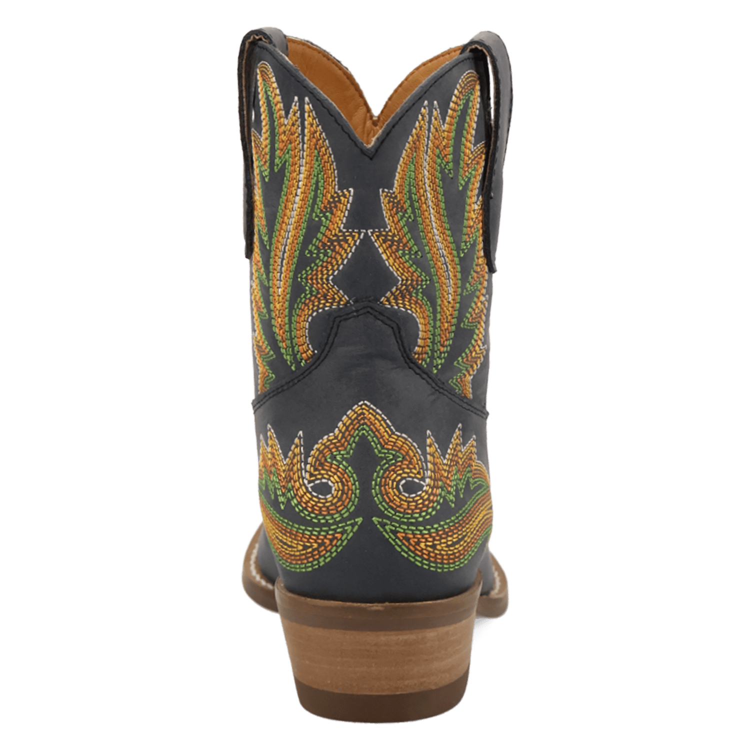 PRODUCT SHOT LAUREL LEATHER BOOTIE AT 180 DEGREE BACK ANGLE