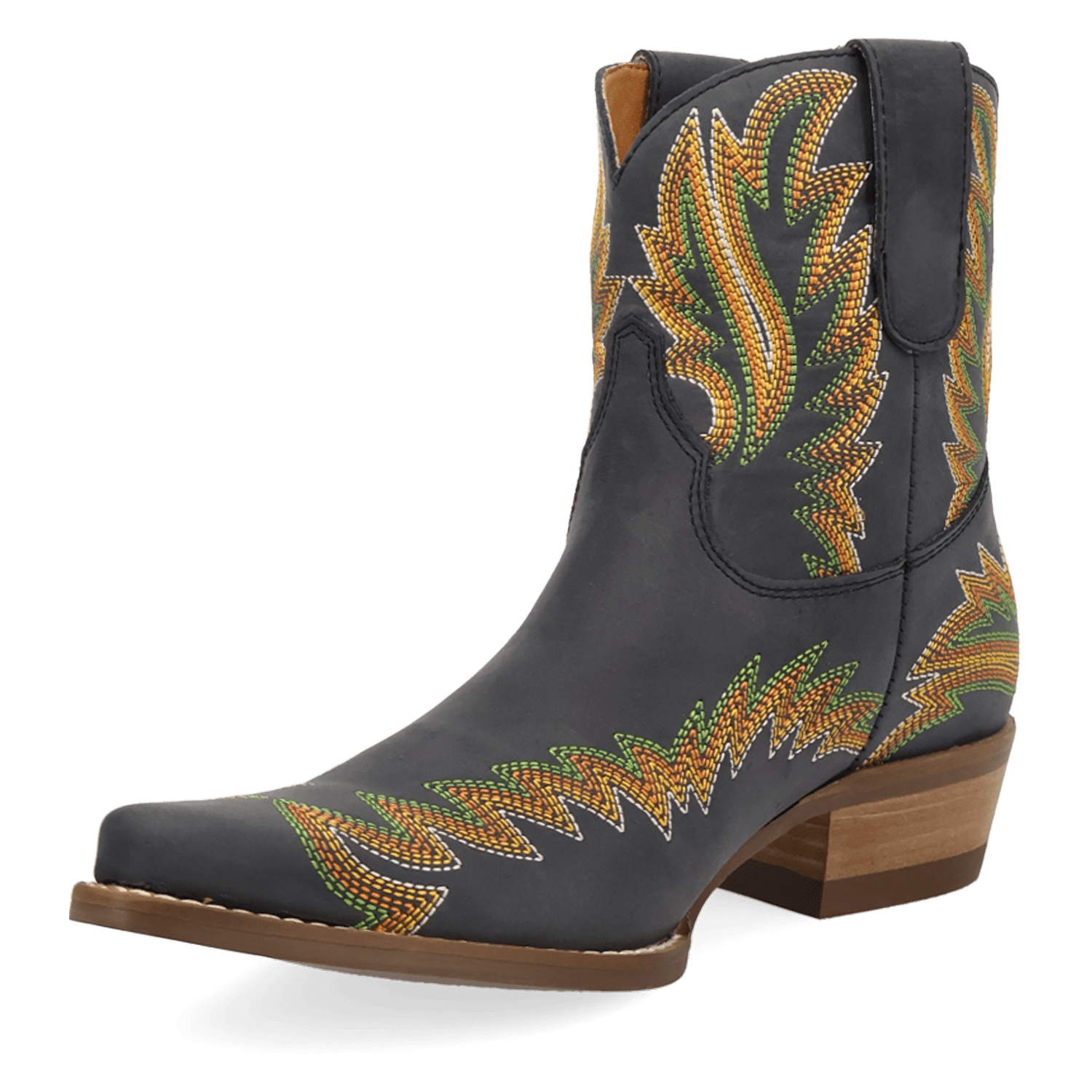 PRODUCT SHOT LAUREL LEATHER BOOTIE AT 225 DEGREE ANGLE