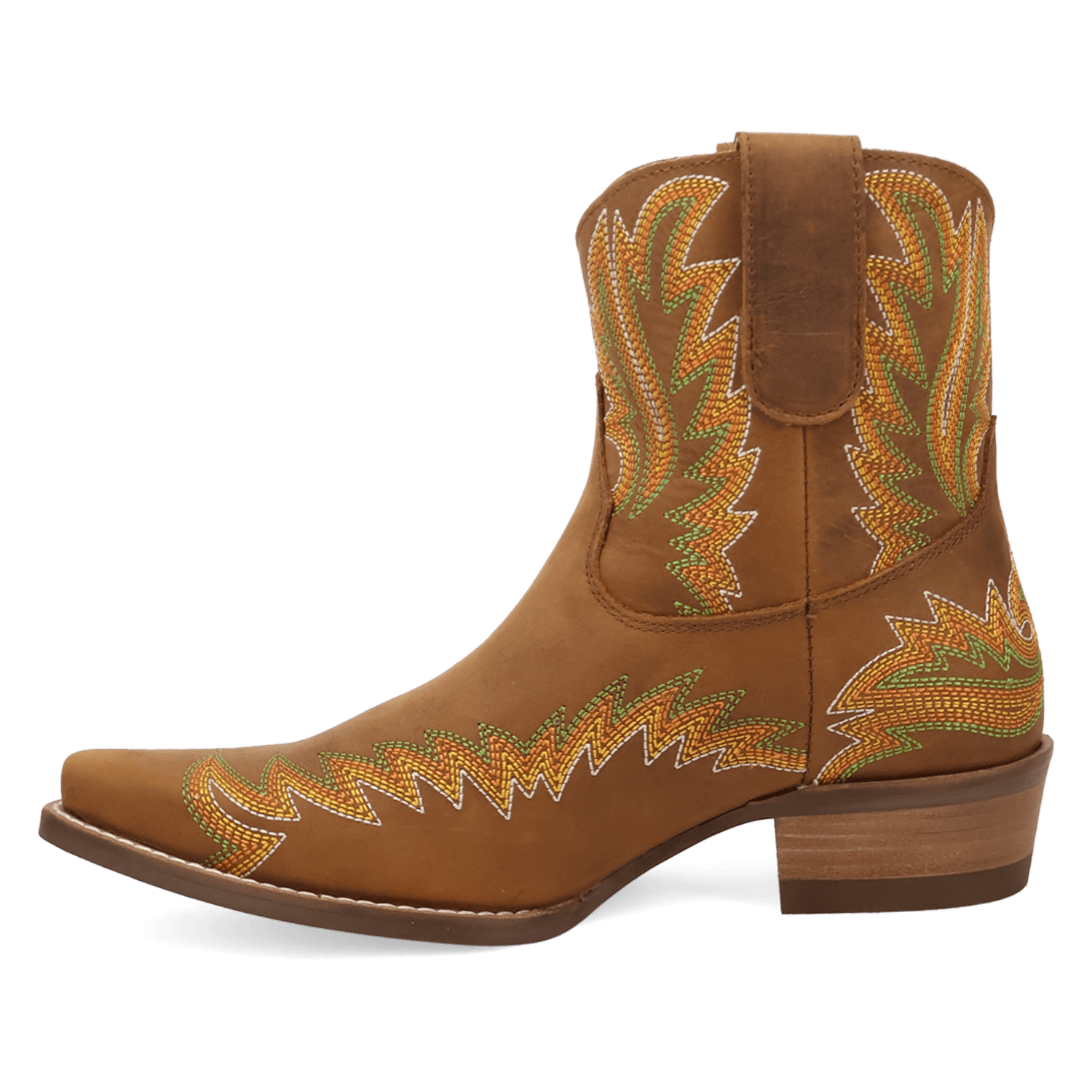 PRODUCT SHOT LAUREL LEATHER BOOTIE AT 135 DEGREE OUTSIDE ANGLE