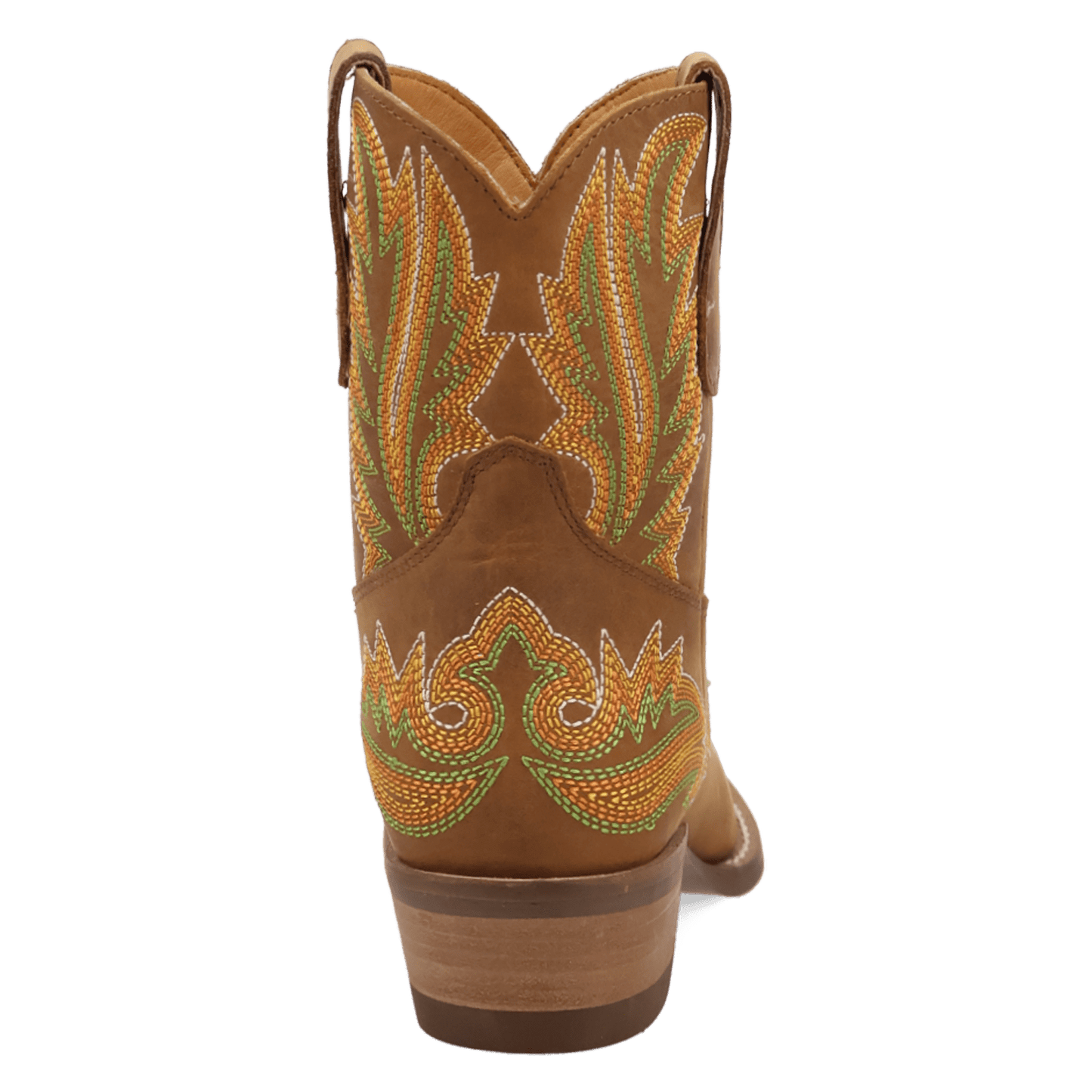PRODUCT SHOT LAUREL LEATHER BOOTIE AT 180 DEGREE BACK ANGLE