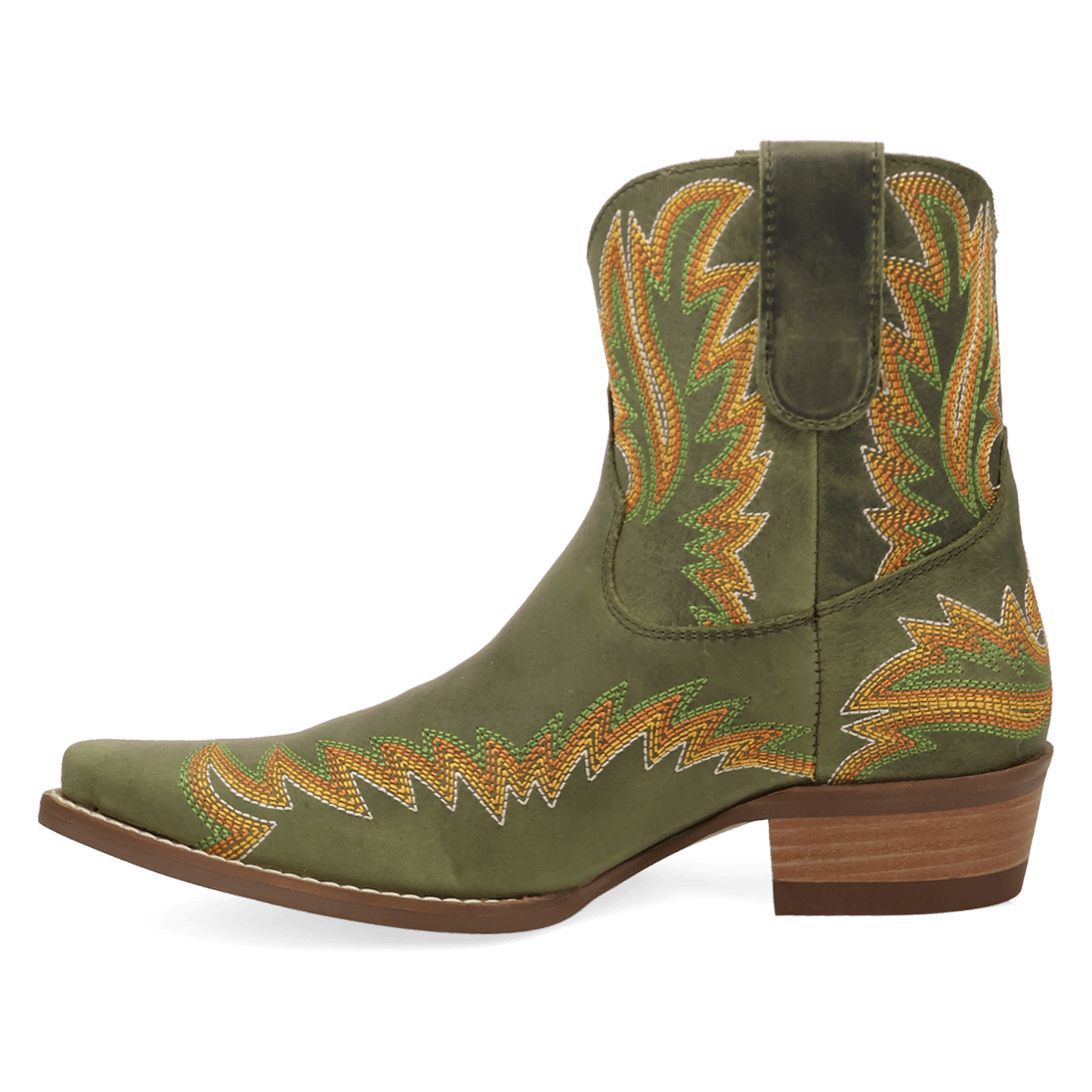 PRODUCT SHOT LAUREL LEATHER BOOTIE AT 135 DEGREE OUTSIDE ANGLE