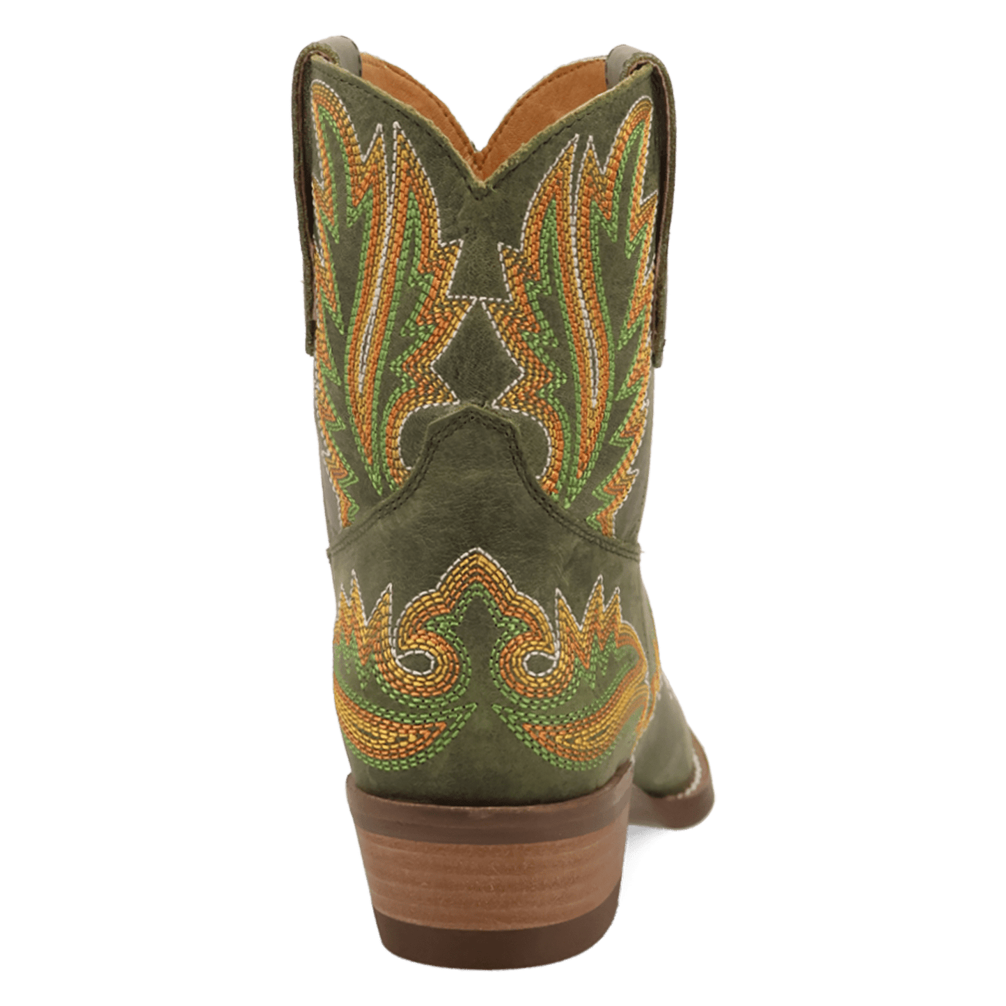 PRODUCT SHOT LAUREL LEATHER BOOTIE AT 180 DEGREE BACK ANGLE