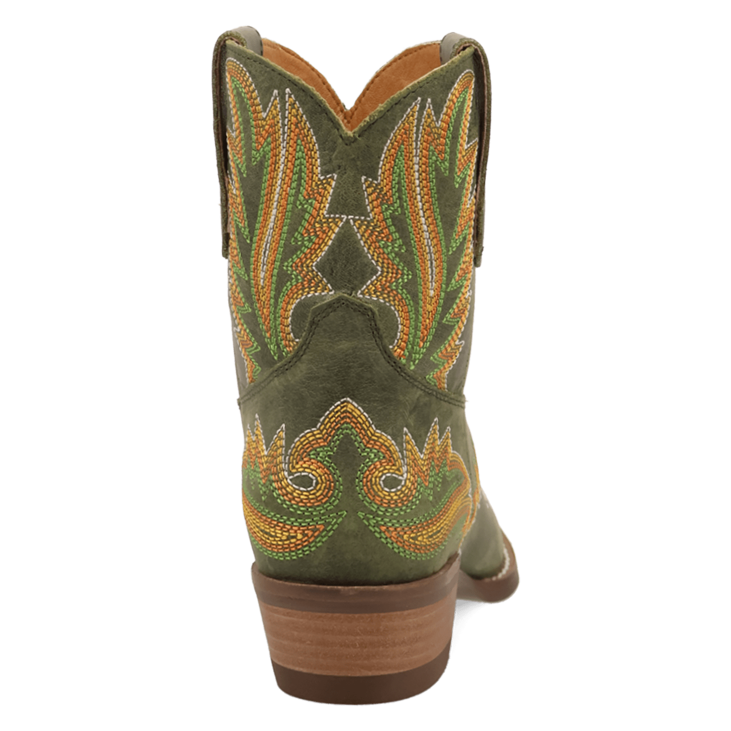 PRODUCT SHOT LAUREL LEATHER BOOTIE AT 180 DEGREE BACK ANGLE