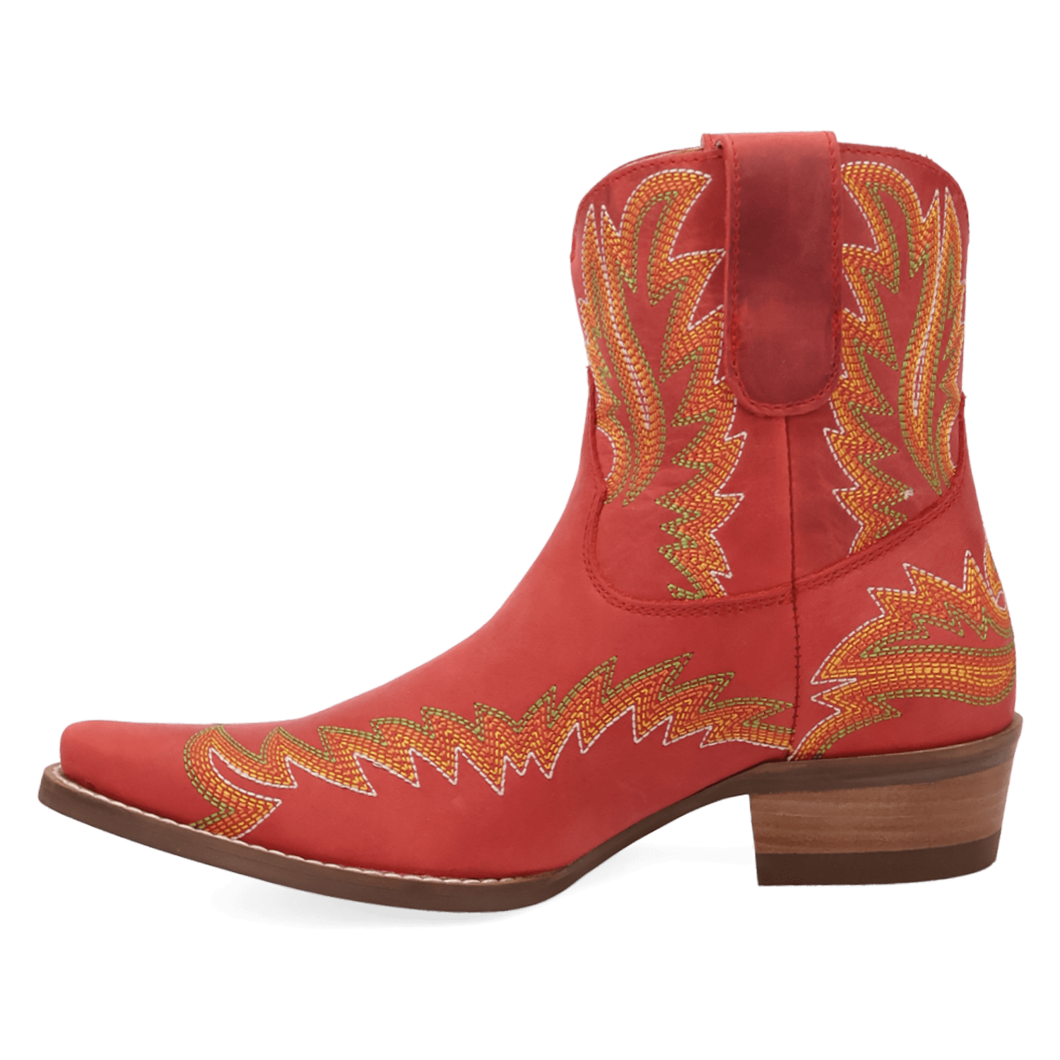 PRODUCT SHOT LAUREL LEATHER BOOTIE AT 135 DEGREE OUTSIDE ANGLE