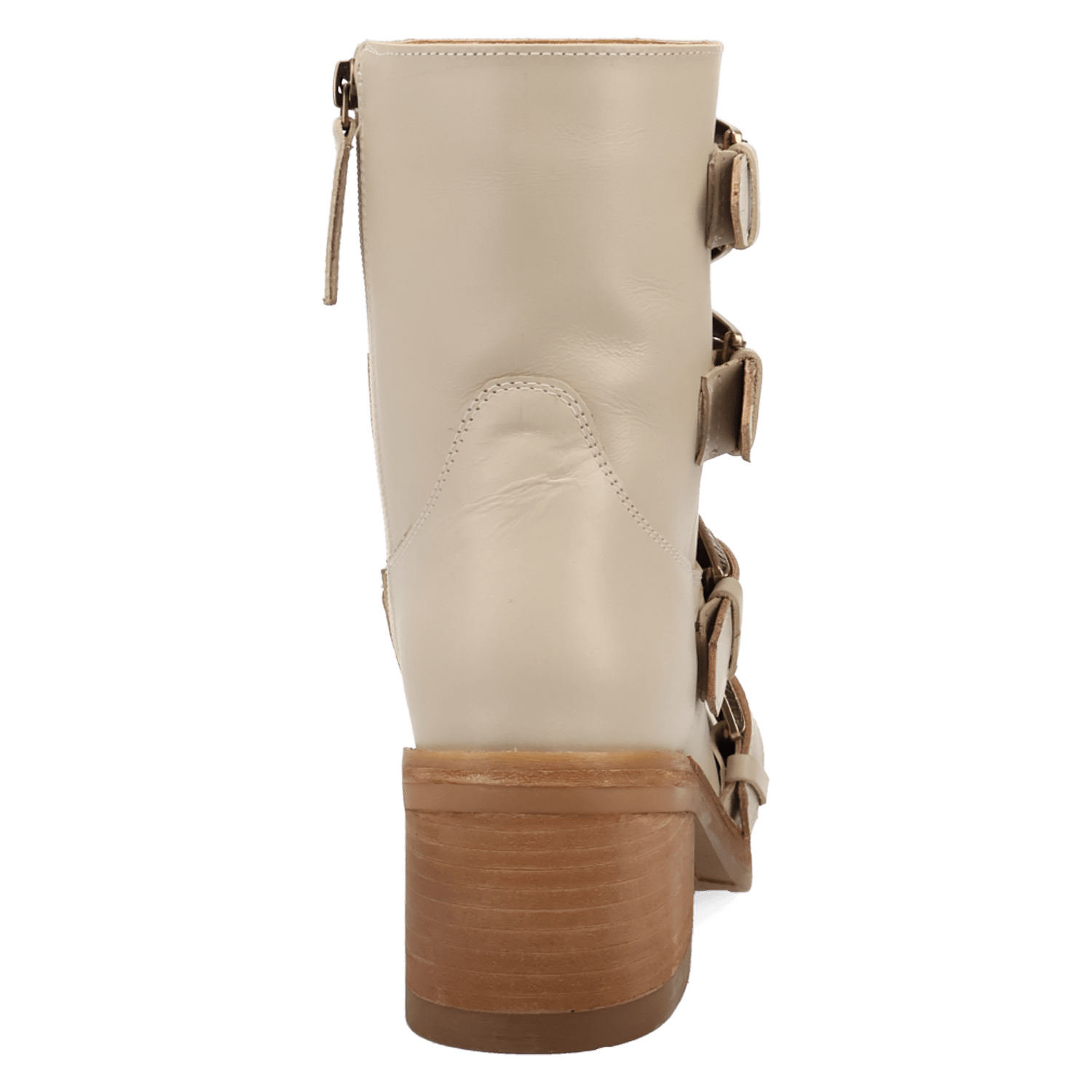 PRODUCT SHOT TOPANGA LEATHER BOOTIE AT 180 DEGREE BACK ANGLE