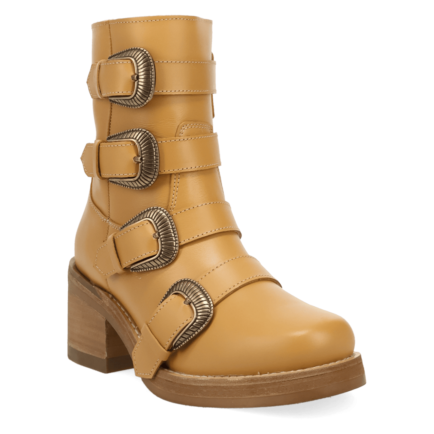 PRODUCT SHOT TOPANGA LEATHER BOOTIE AT 45 DEGREE ANGLE