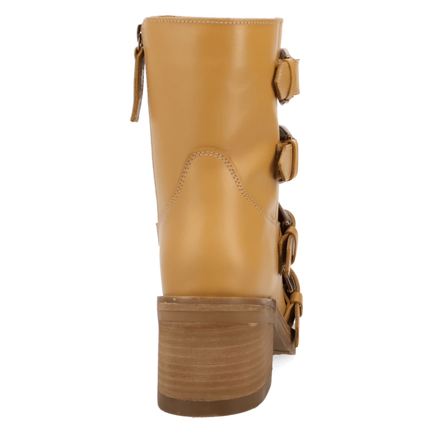 PRODUCT SHOT TOPANGA LEATHER BOOTIE AT 180 DEGREE BACK ANGLE