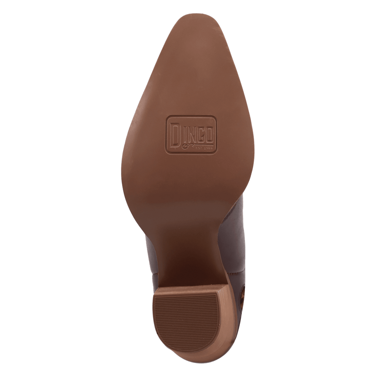 PRODUCT SHOT RUN WILD LEATHER BOOTIE AT OUTSOLE ANGLE