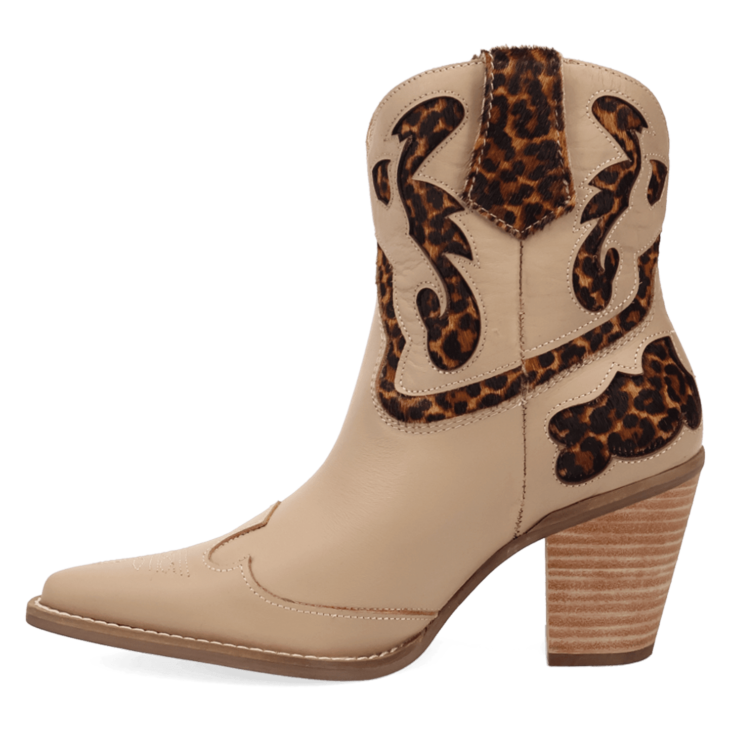 PRODUCT SHOT RUN WILD LEATHER BOOTIE AT 135 DEGREE OUTSIDE ANGLE