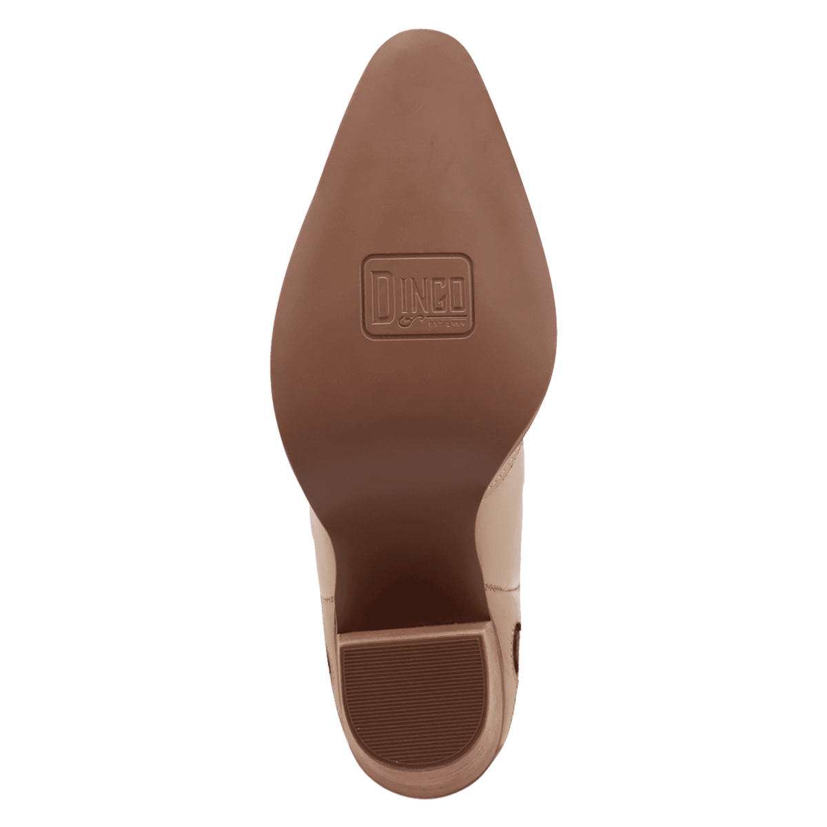 PRODUCT SHOT RUN WILD LEATHER BOOTIE AT OUTSOLE ANGLE