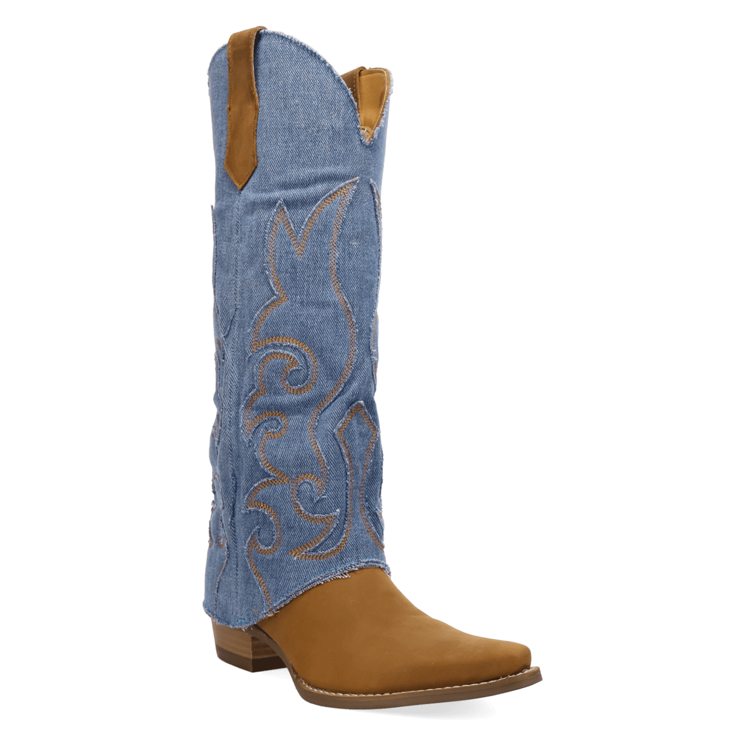 PRODUCT SHOT BLUE JEAN BABY LEATHER BOOT AT 45 DEGREE ANGLE