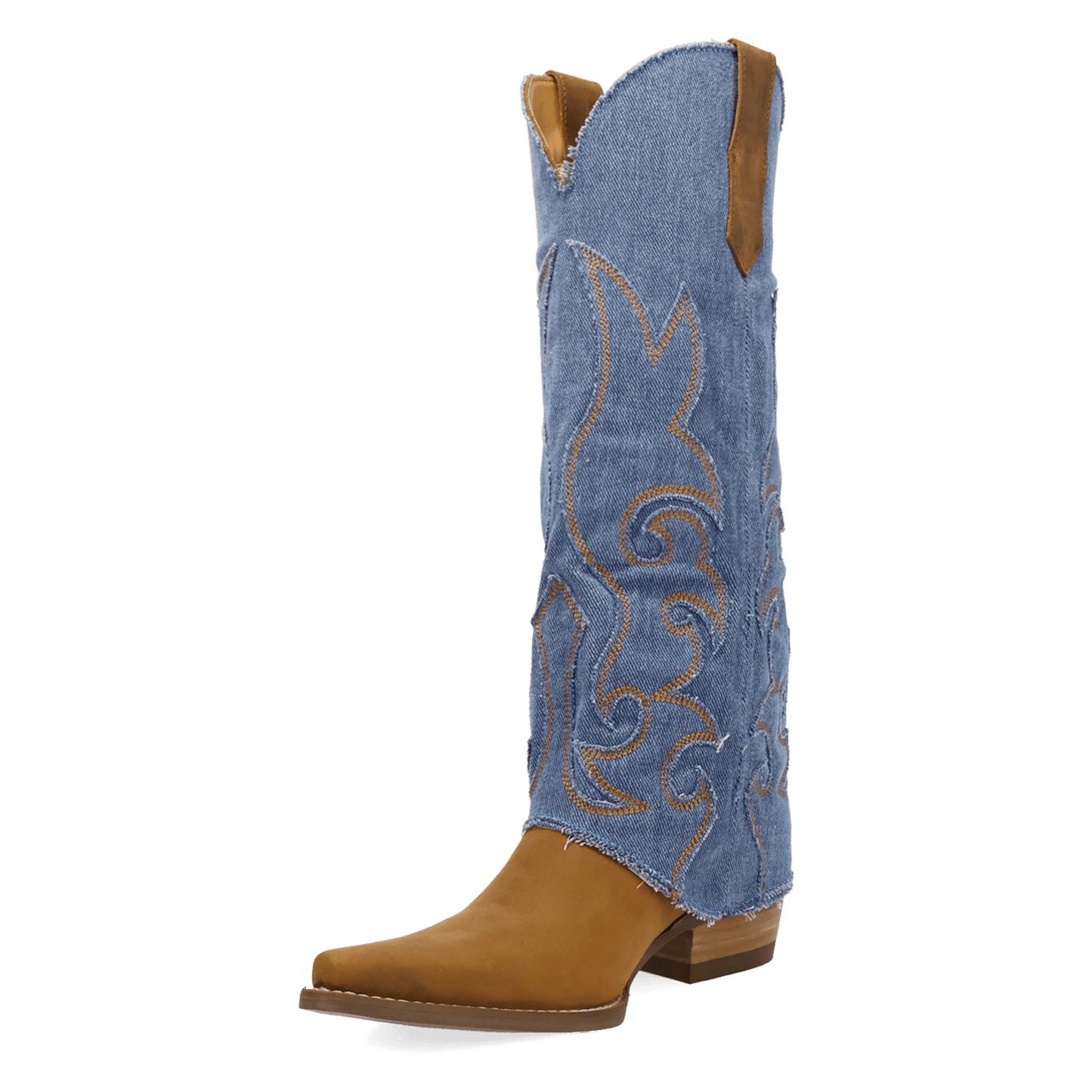 PRODUCT SHOT BLUE JEAN BABY LEATHER BOOT AT 225 DEGREE ANGLE