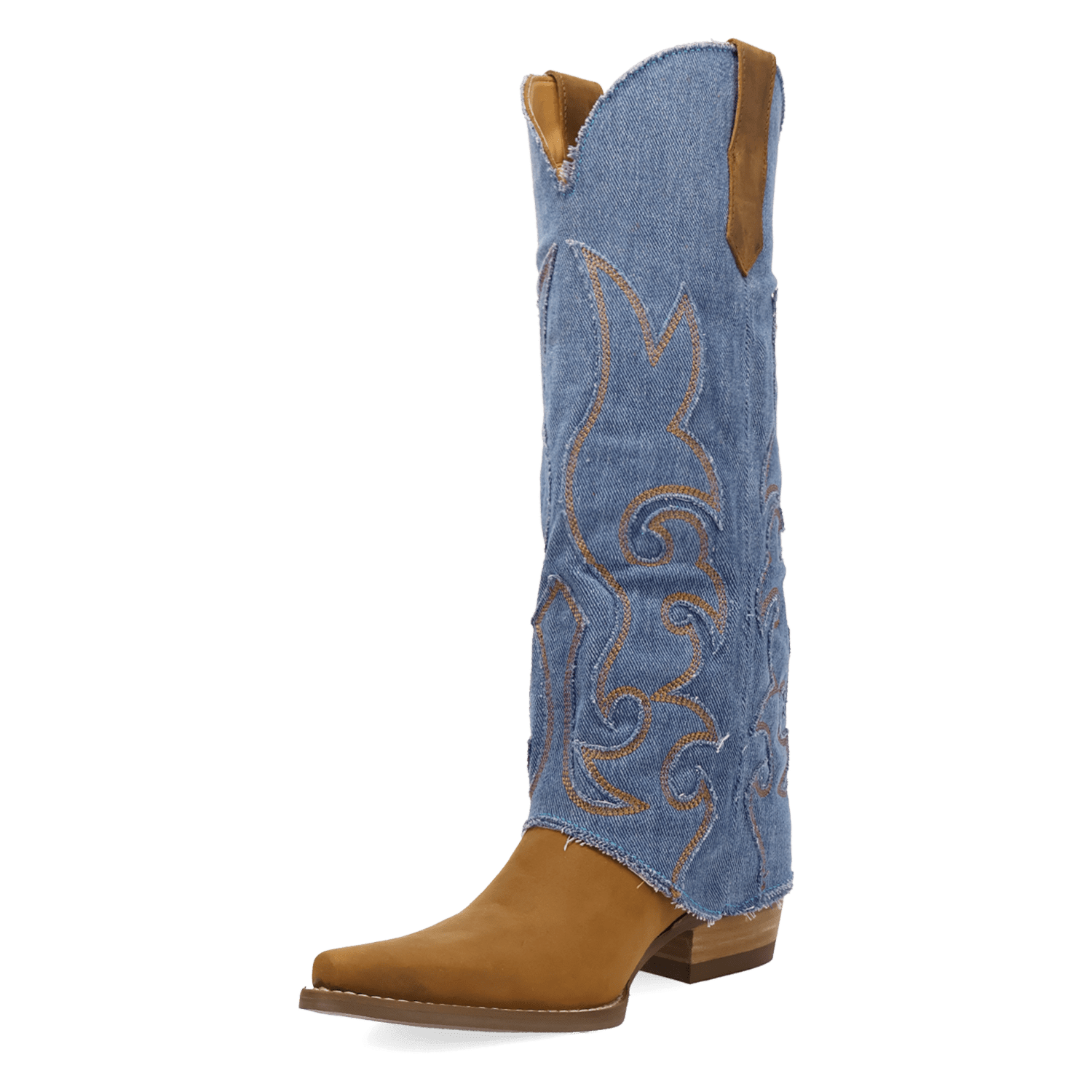 PRODUCT SHOT BLUE JEAN BABY LEATHER BOOT AT 225 DEGREE ANGLE