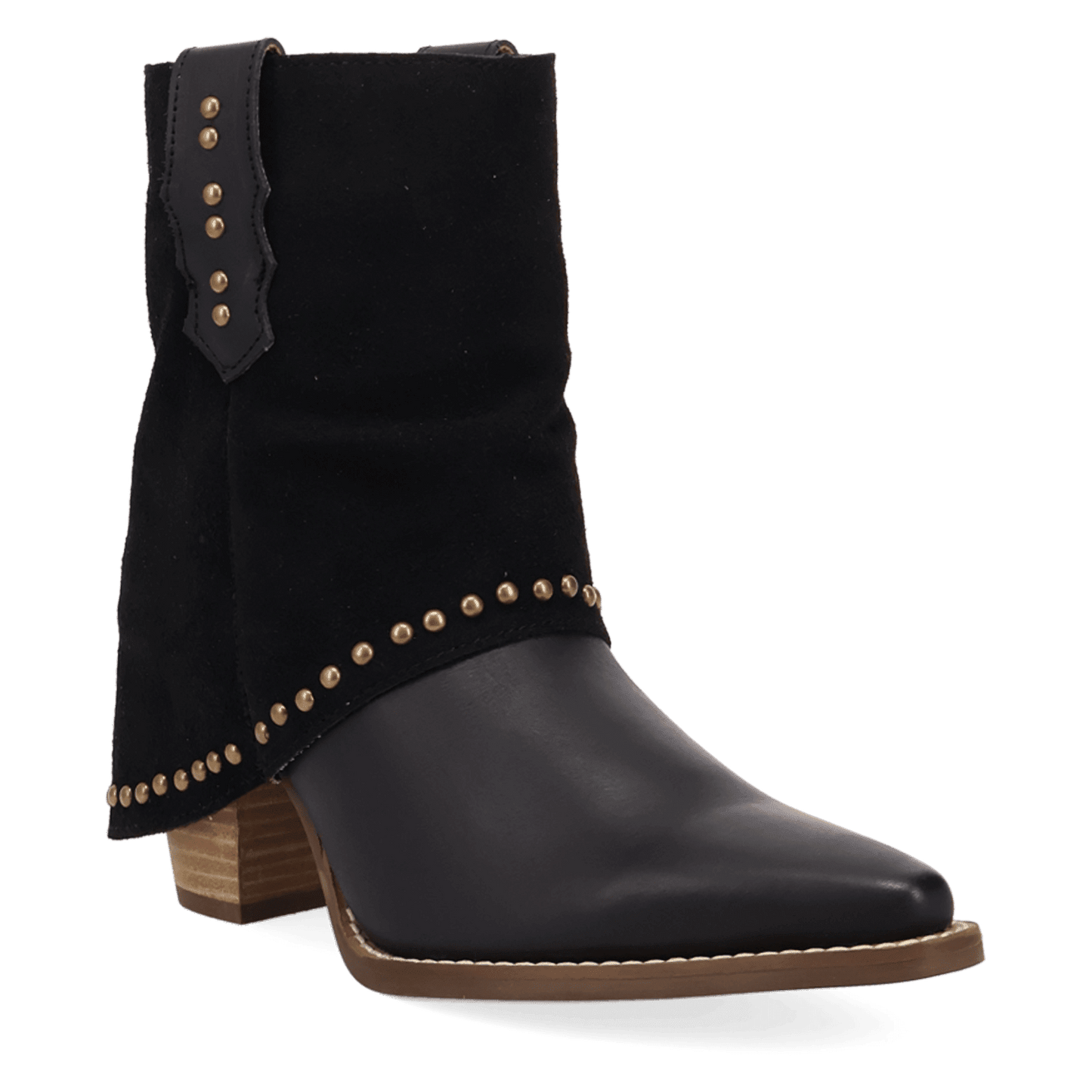 PRODUCT SHOT OFF THE CUFF LEATHER BOOTIE AT 45 DEGREE ANGLE