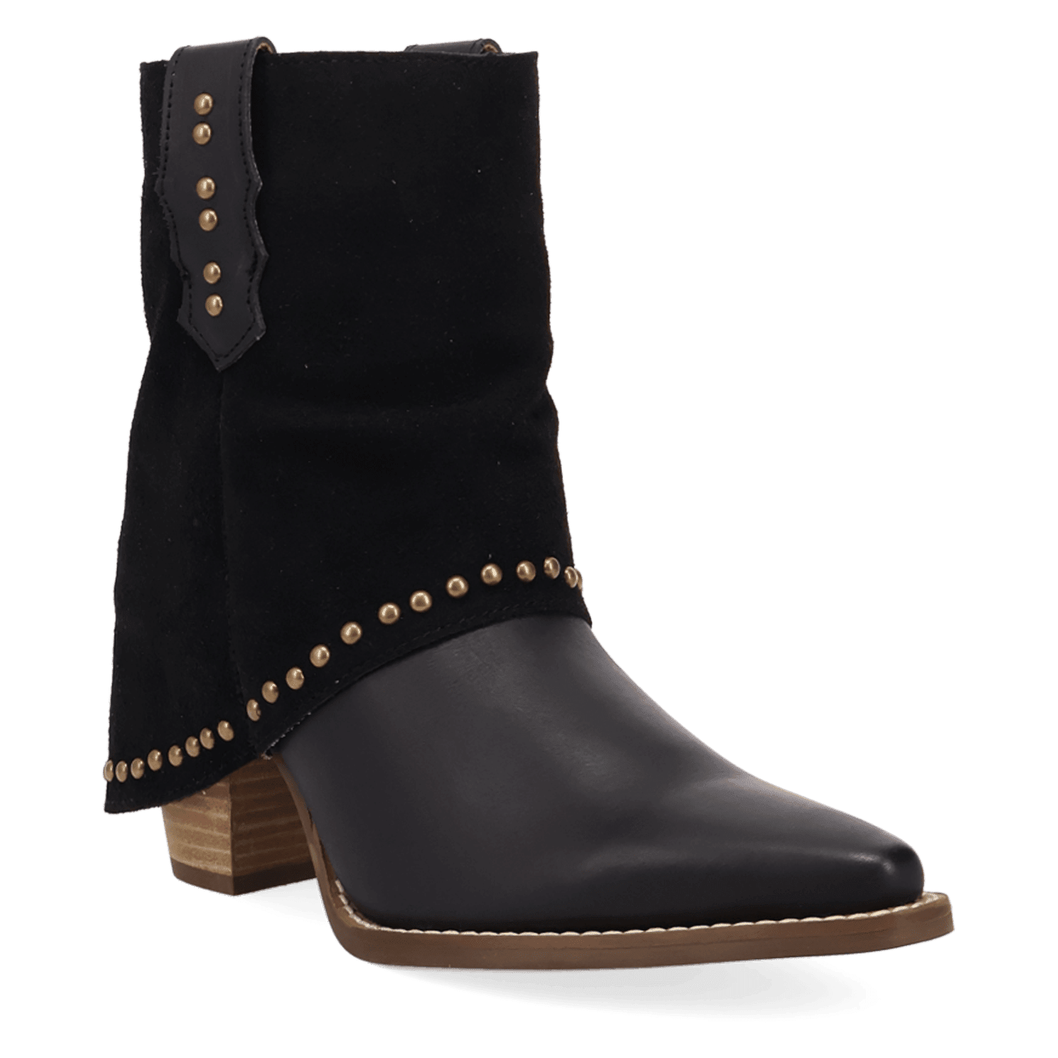 PRODUCT SHOT OFF THE CUFF LEATHER BOOTIE AT 45 DEGREE ANGLE
