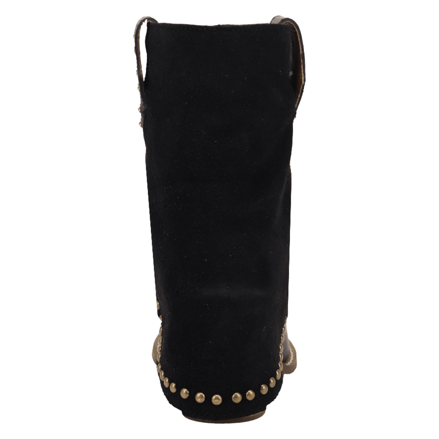 PRODUCT SHOT OFF THE CUFF LEATHER BOOTIE AT 180 DEGREE BACK ANGLE