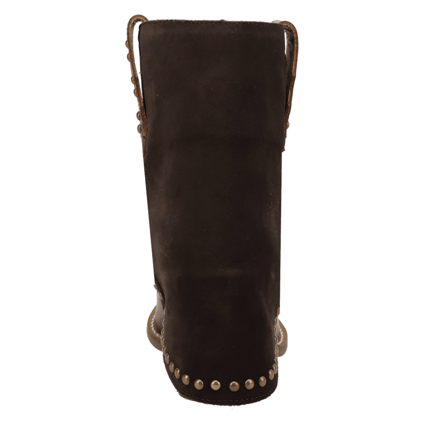 PRODUCT SHOT OFF THE CUFF LEATHER BOOTIE AT 180 DEGREE BACK ANGLE