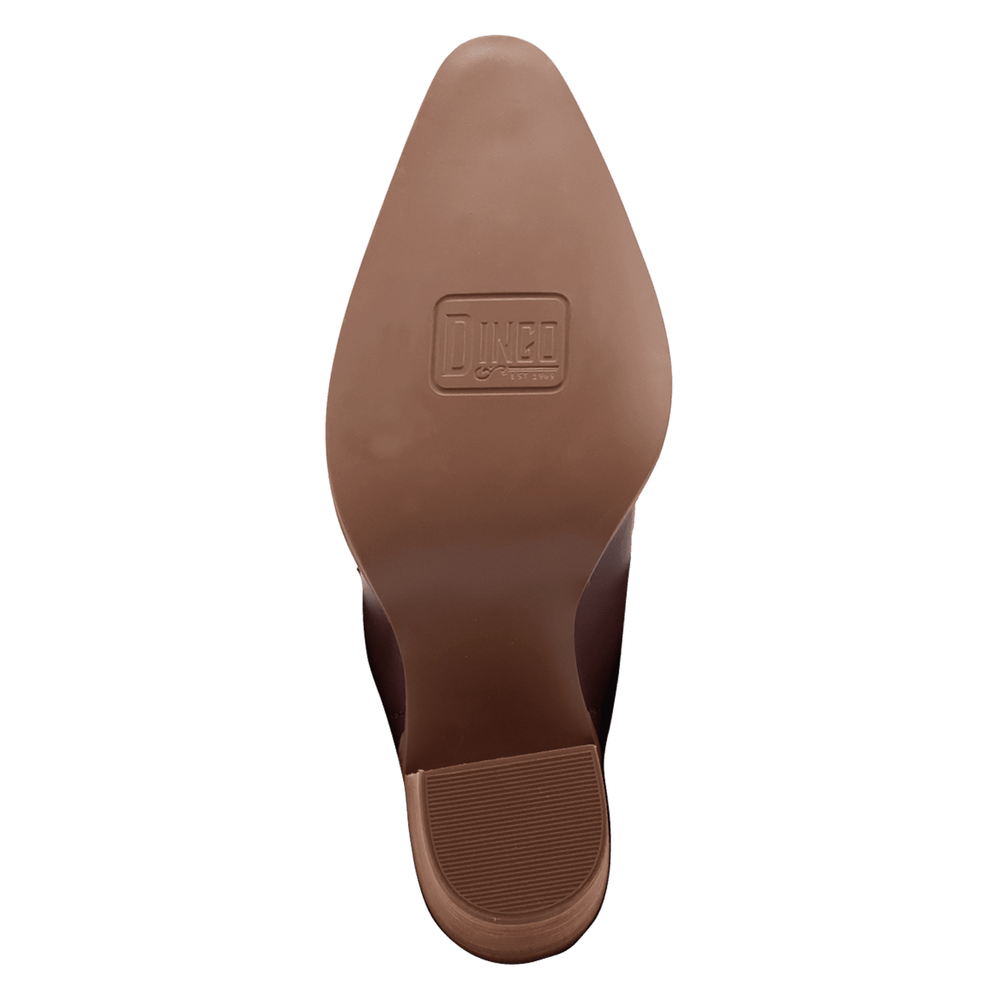 PRODUCT SHOT OFF THE CUFF LEATHER BOOTIE AT OUTSOLE ANGLE