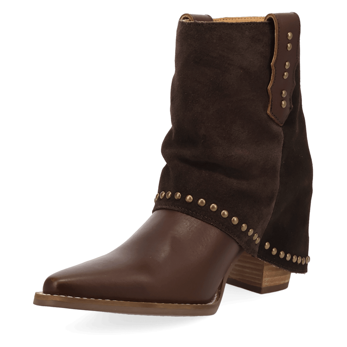 PRODUCT SHOT OFF THE CUFF LEATHER BOOTIE AT 225 DEGREE ANGLE