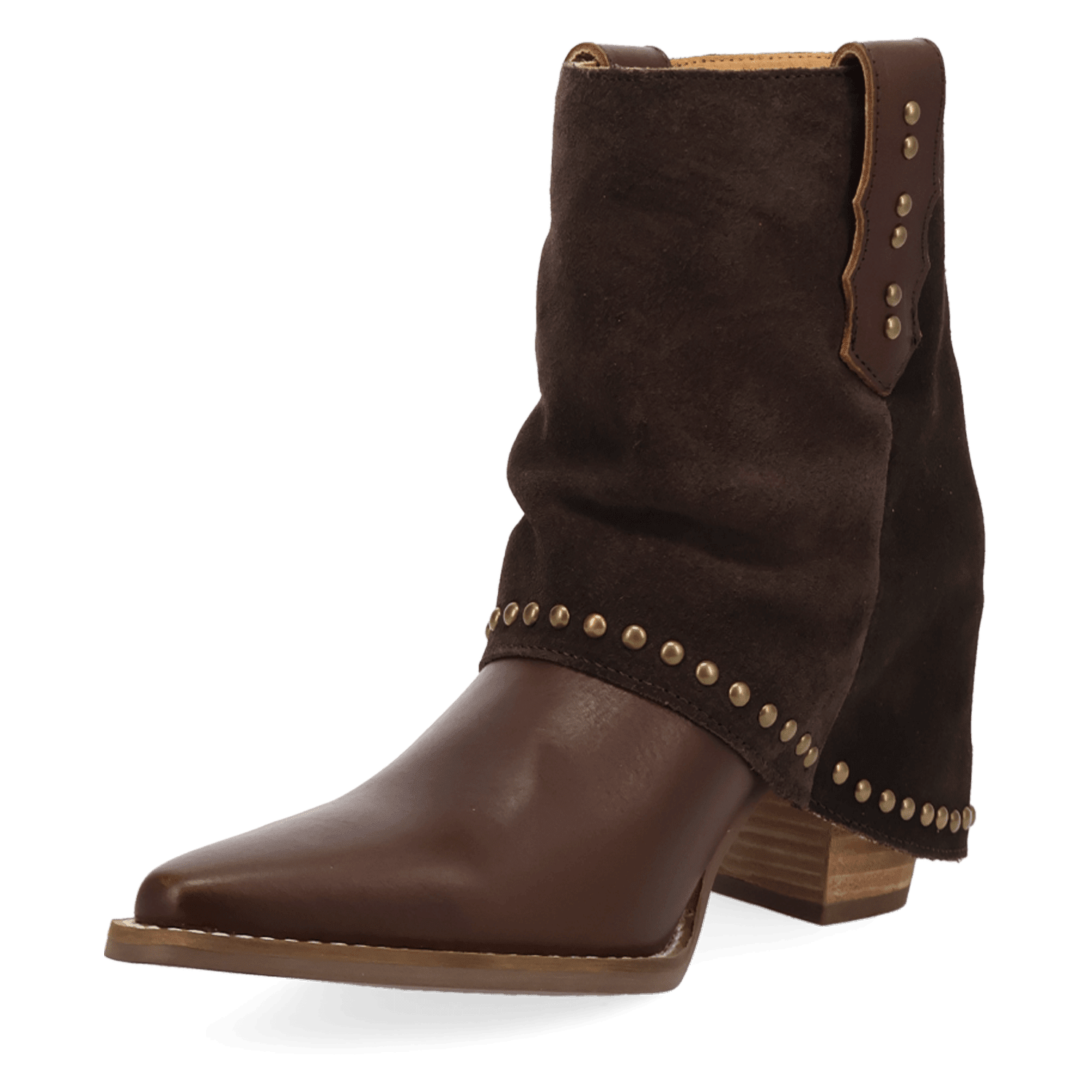 PRODUCT SHOT OFF THE CUFF LEATHER BOOTIE AT 225 DEGREE ANGLE