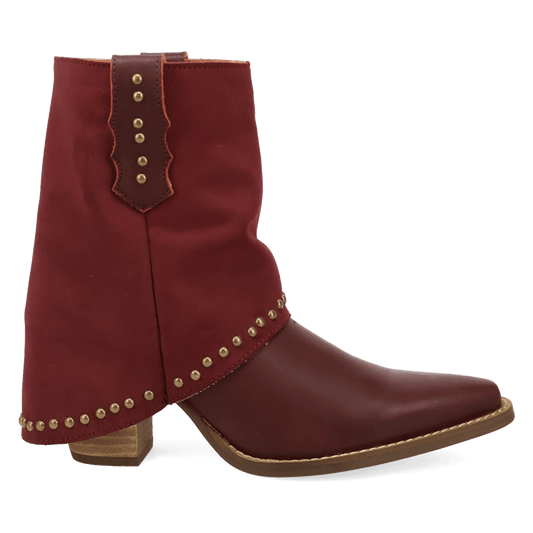 PRODUCT SHOT OFF THE CUFF LEATHER BOOTIE AT 90 DEGREE INSIDE ANGLE