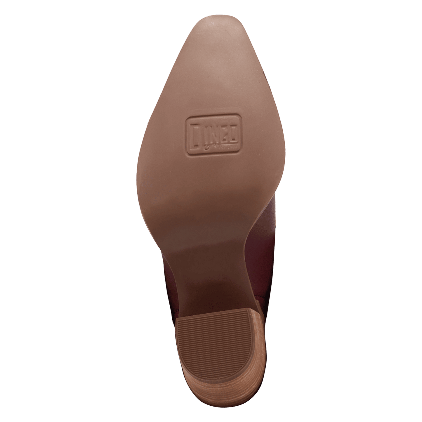 PRODUCT SHOT OFF THE CUFF LEATHER BOOTIE AT OUTSOLE ANGLE