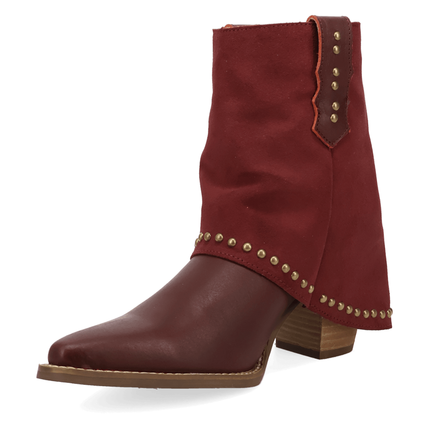 PRODUCT SHOT OFF THE CUFF LEATHER BOOTIE AT 225 DEGREE ANGLE
