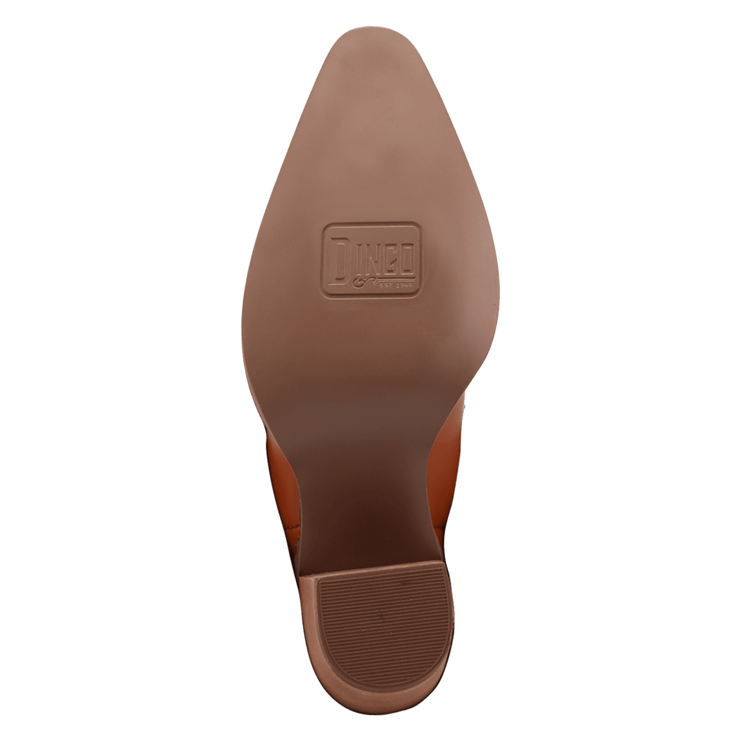 PRODUCT SHOT OFF THE CUFF LEATHER BOOTIE AT OUTSOLE ANGLE