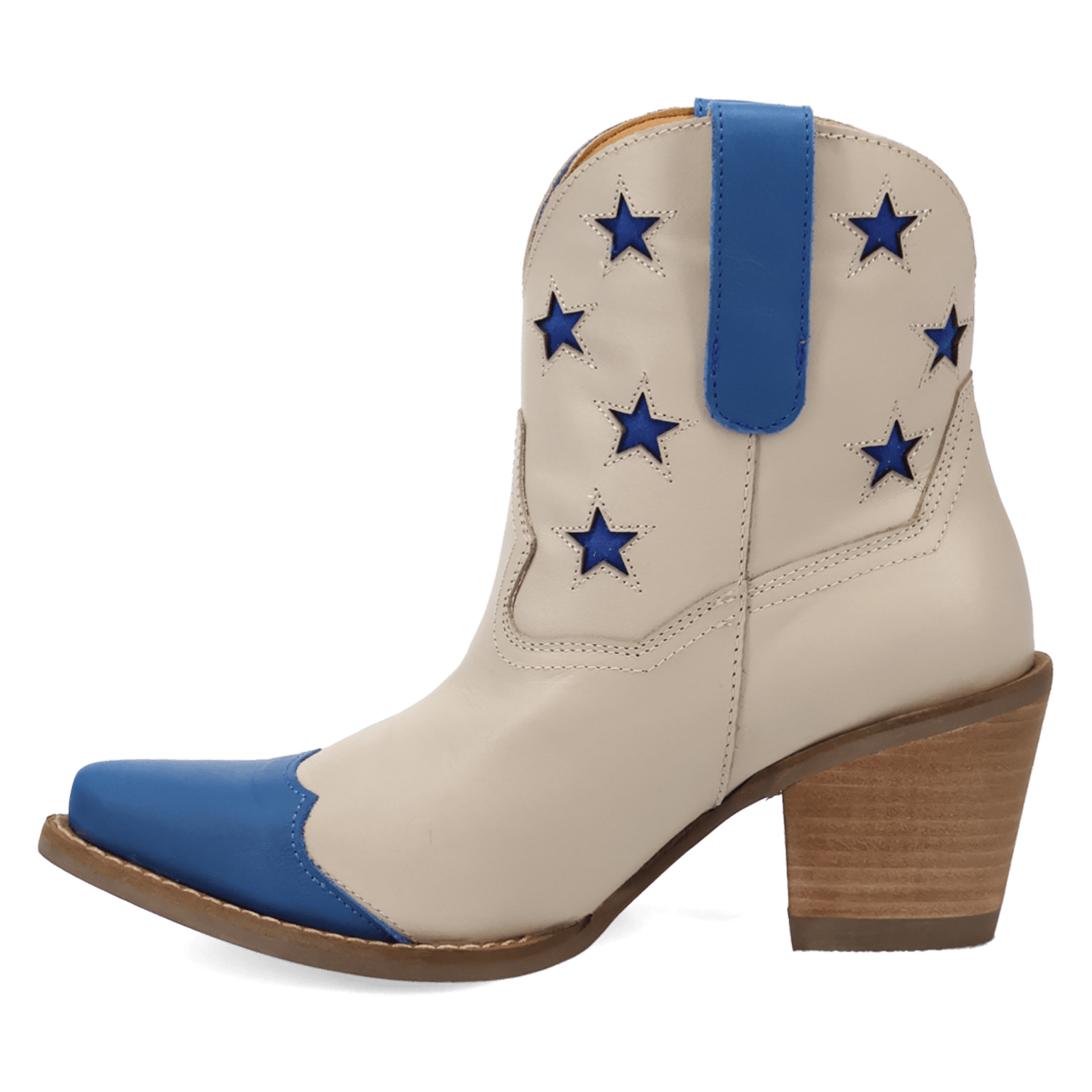 PRODUCT SHOT LIBERTY LEATHER BOOTIE AT 135 DEGREE OUTSIDE ANGLE