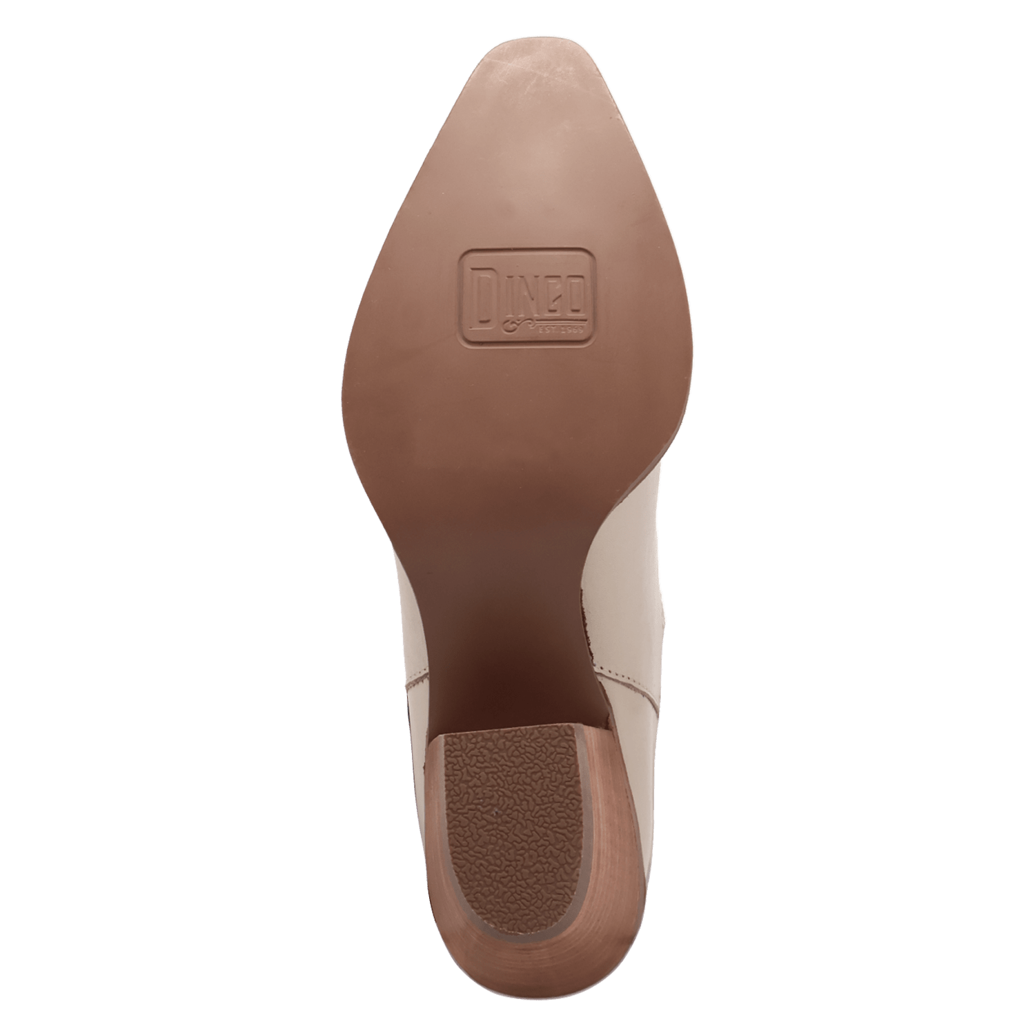 PRODUCT SHOT LIBERTY LEATHER BOOTIE AT OUTSOLE ANGLE