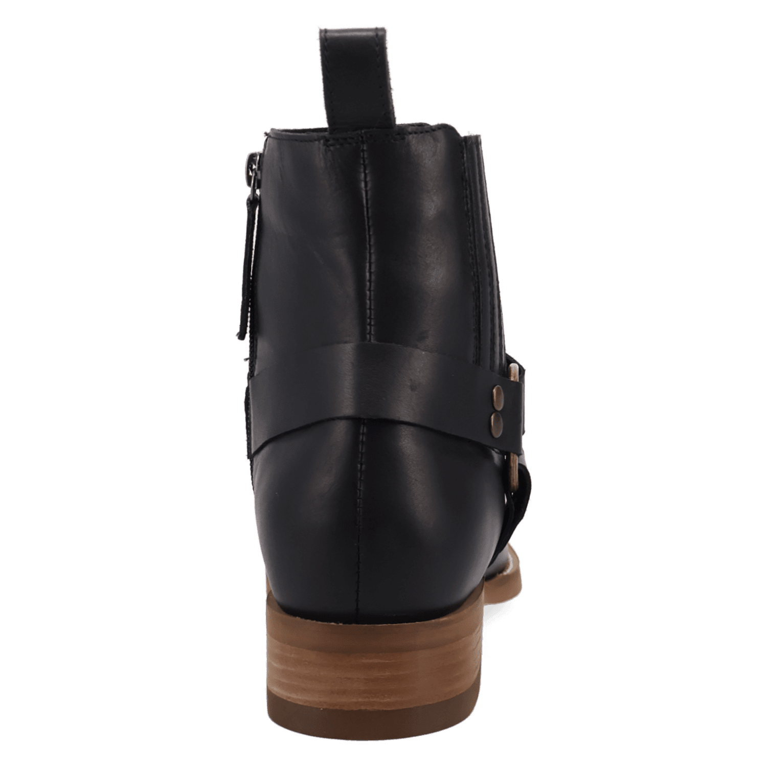 PRODUCT SHOT ROWDY LEATHER BOOT AT 180 DEGREE BACK ANGLE