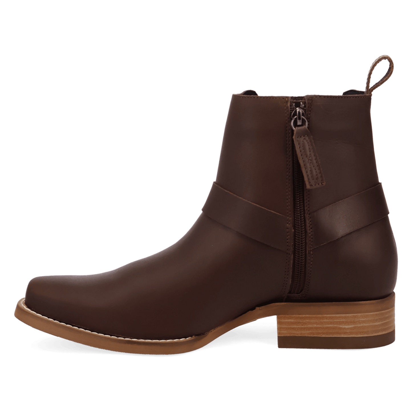 PRODUCT SHOT ROWDY LEATHER BOOT AT 135 DEGREE OUTSIDE ANGLE
