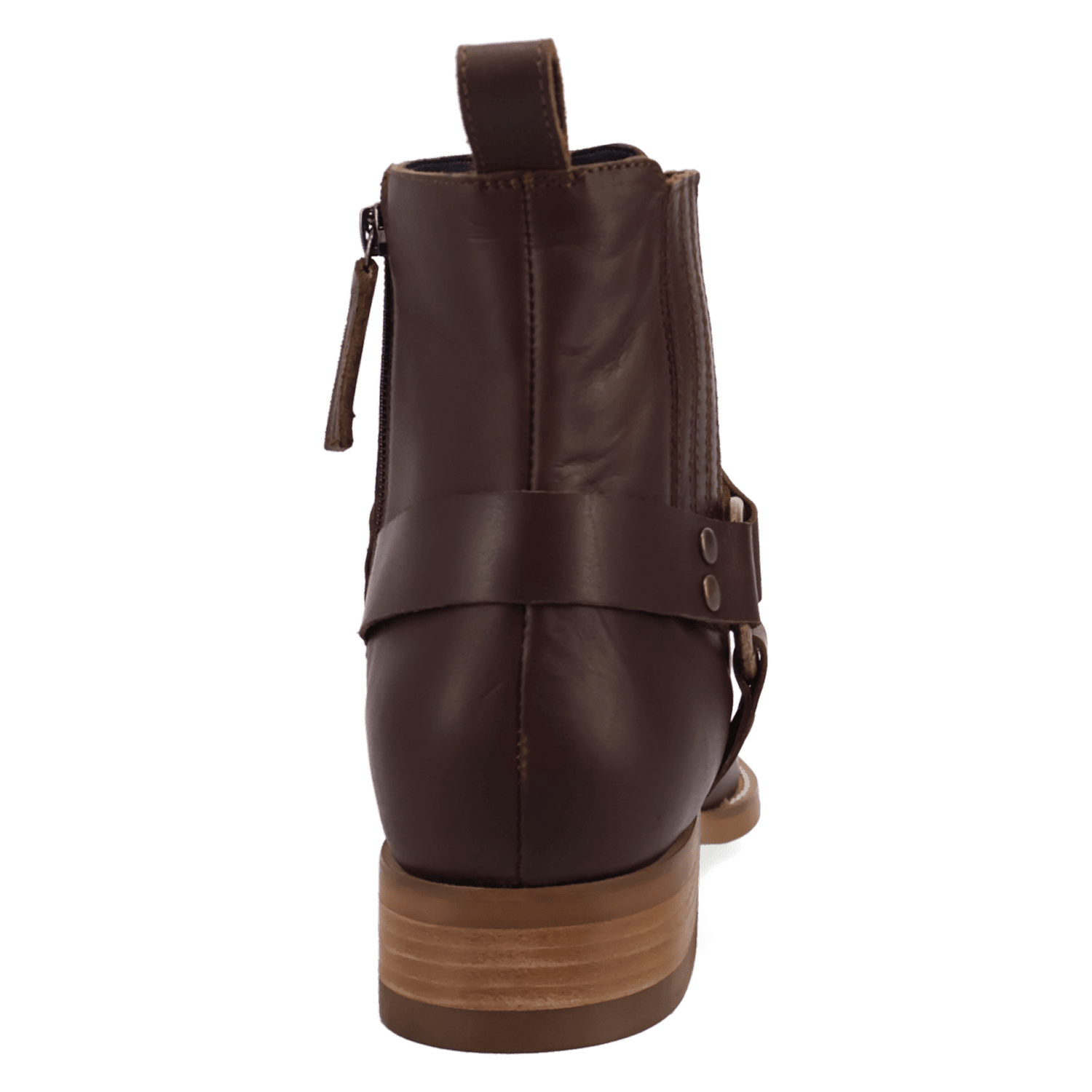 PRODUCT SHOT ROWDY LEATHER BOOT AT 180 DEGREE BACK ANGLE