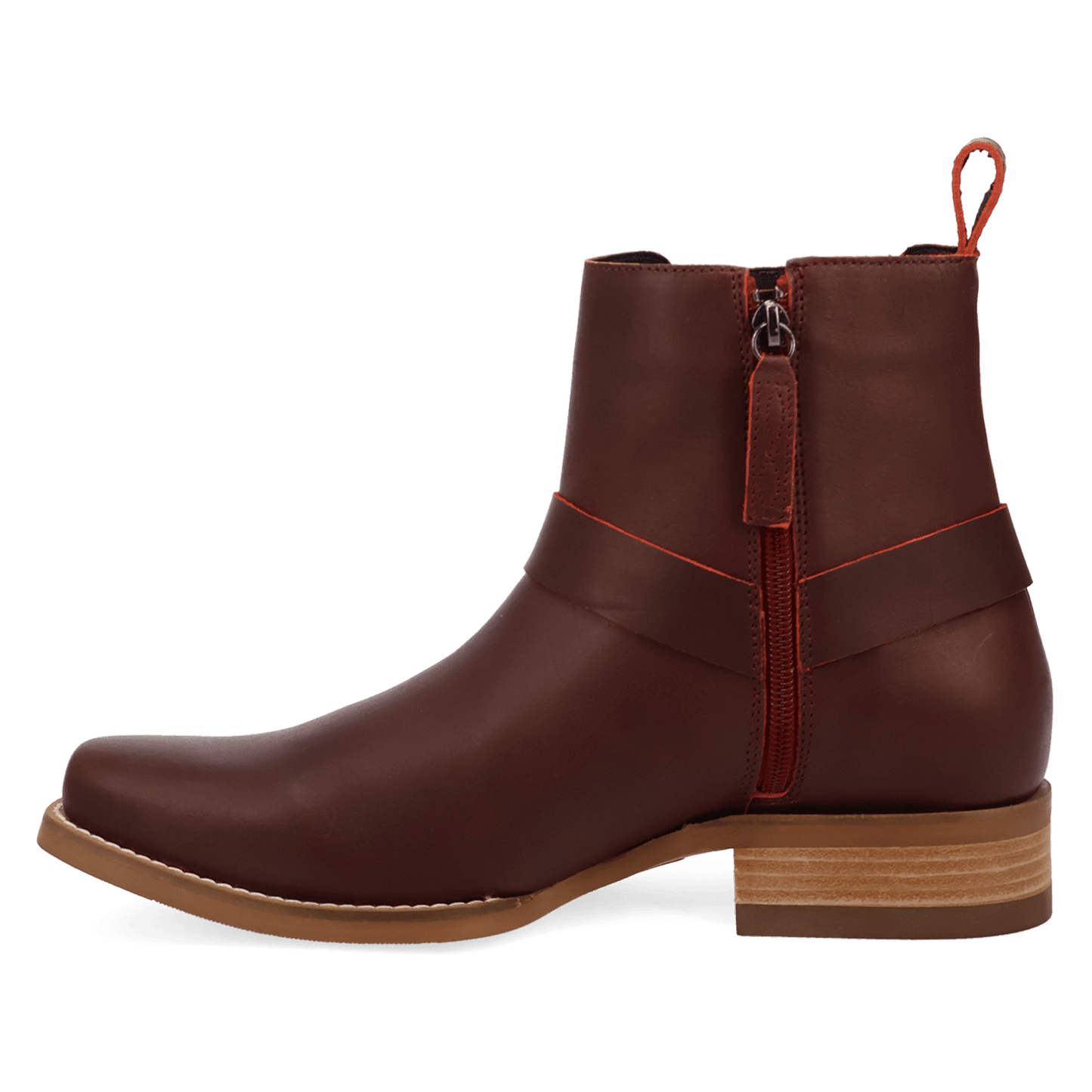 PRODUCT SHOT ROWDY LEATHER BOOT AT 135 DEGREE OUTSIDE ANGLE