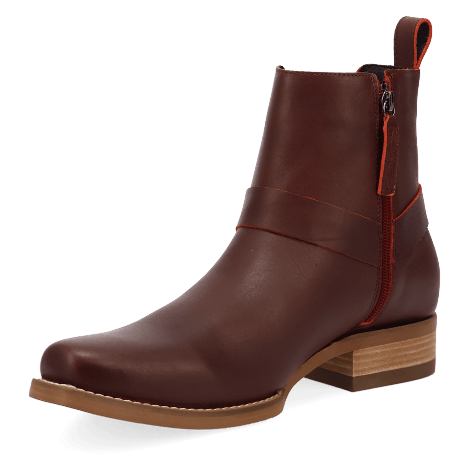 PRODUCT SHOT ROWDY LEATHER BOOT AT 225 DEGREE ANGLE