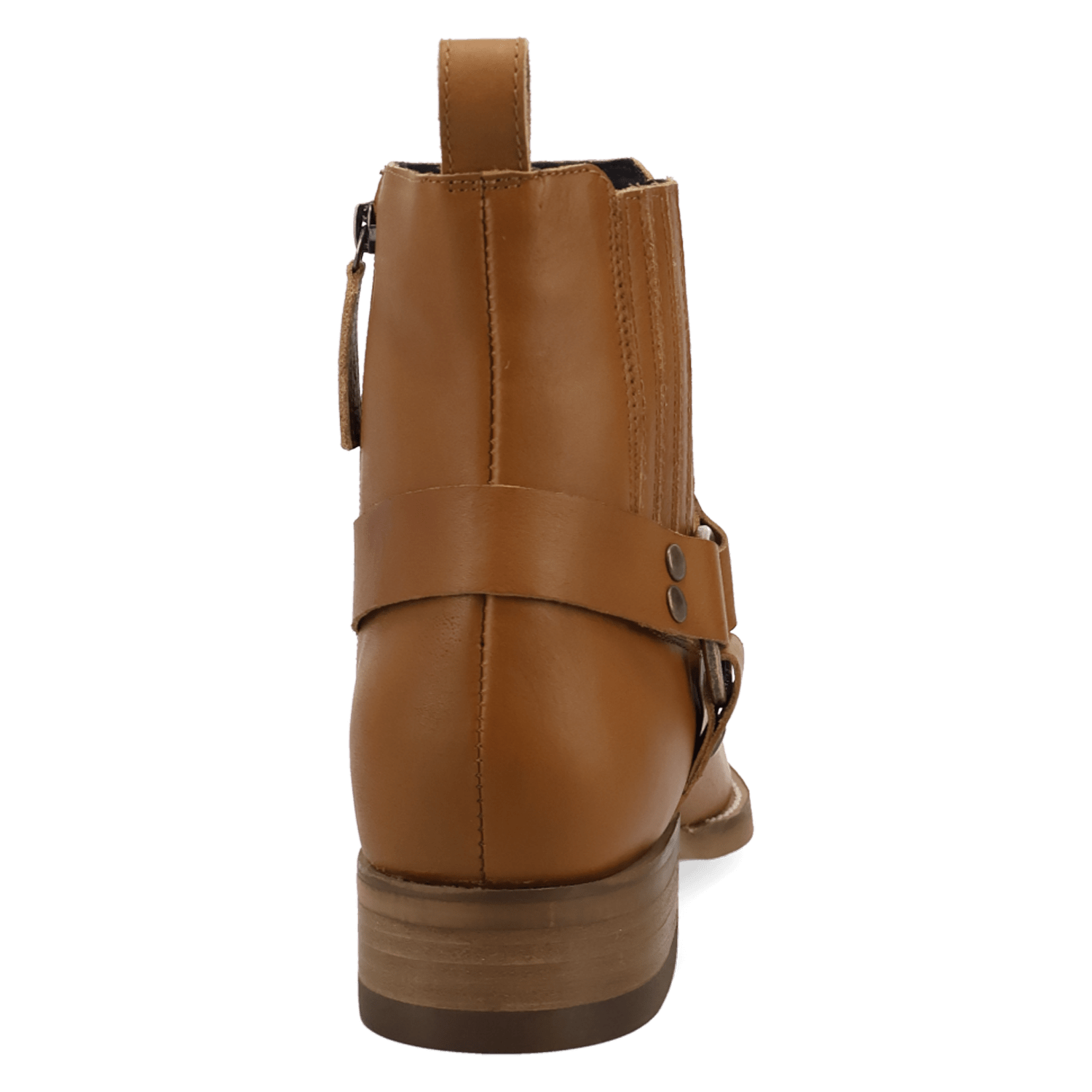 PRODUCT SHOT ROWDY LEATHER BOOT AT 180 DEGREE BACK ANGLE