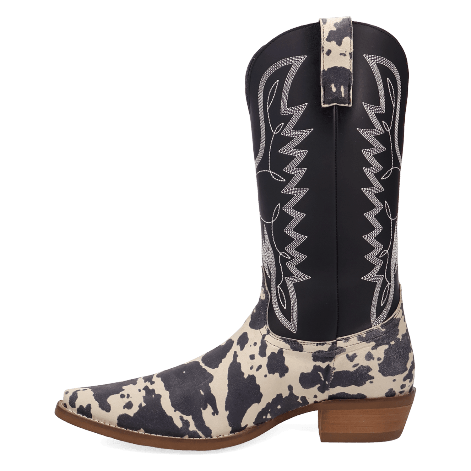 PRODUCT SHOT BULL'S EYE LEATHER BOOT AT 135 DEGREE OUTSIDE ANGLE