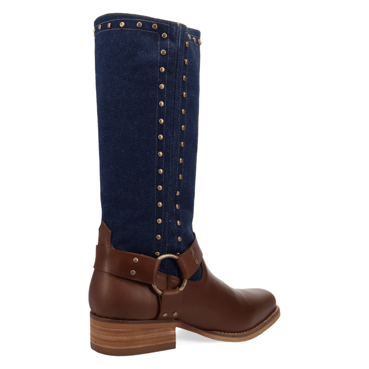 PRODUCT SHOT TRUE BLUE LEATHER BOOT AT 315 DEGREE ANGLE