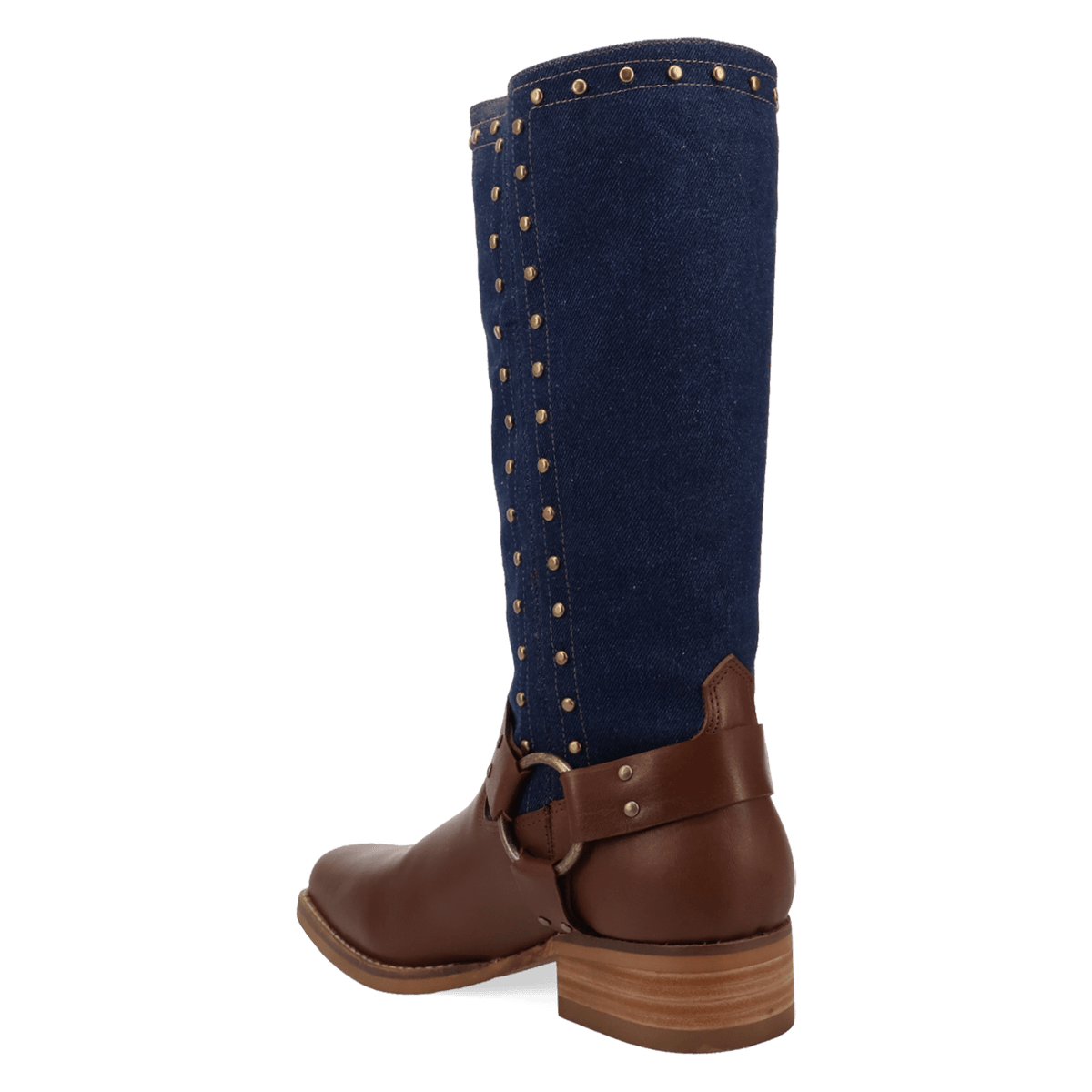 PRODUCT SHOT TRUE BLUE LEATHER BOOT AT 270 DEGREE ANGLE
