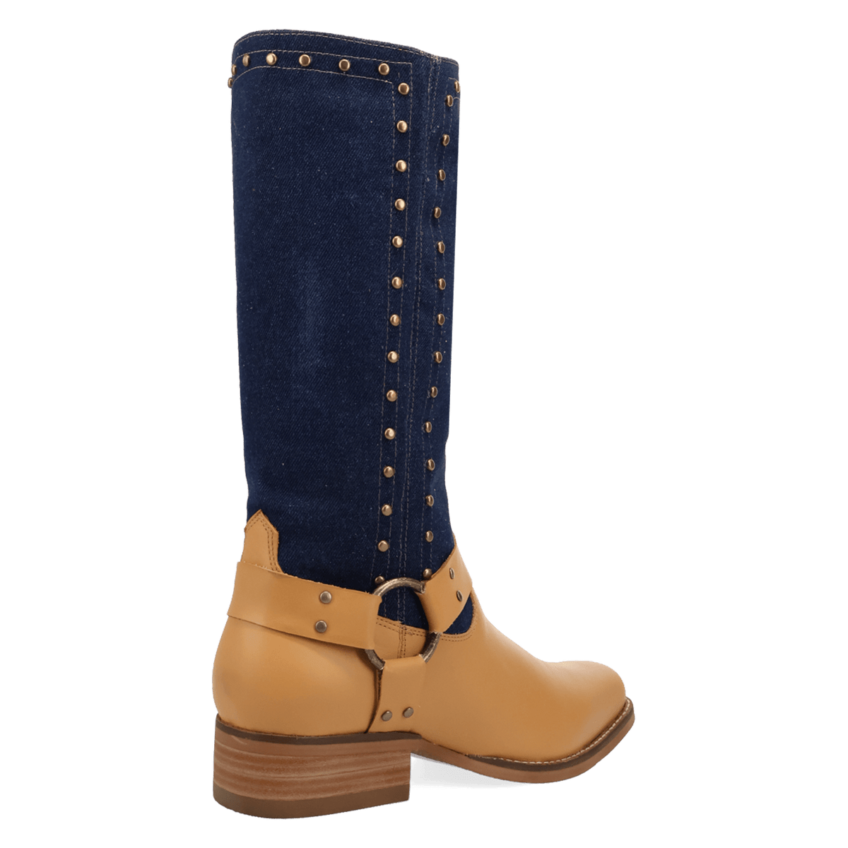 PRODUCT SHOT TRUE BLUE LEATHER BOOT AT 315 DEGREE ANGLE
