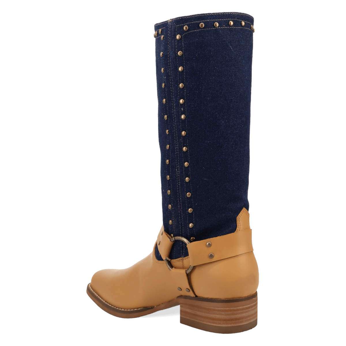 PRODUCT SHOT TRUE BLUE LEATHER BOOT AT 270 DEGREE ANGLE