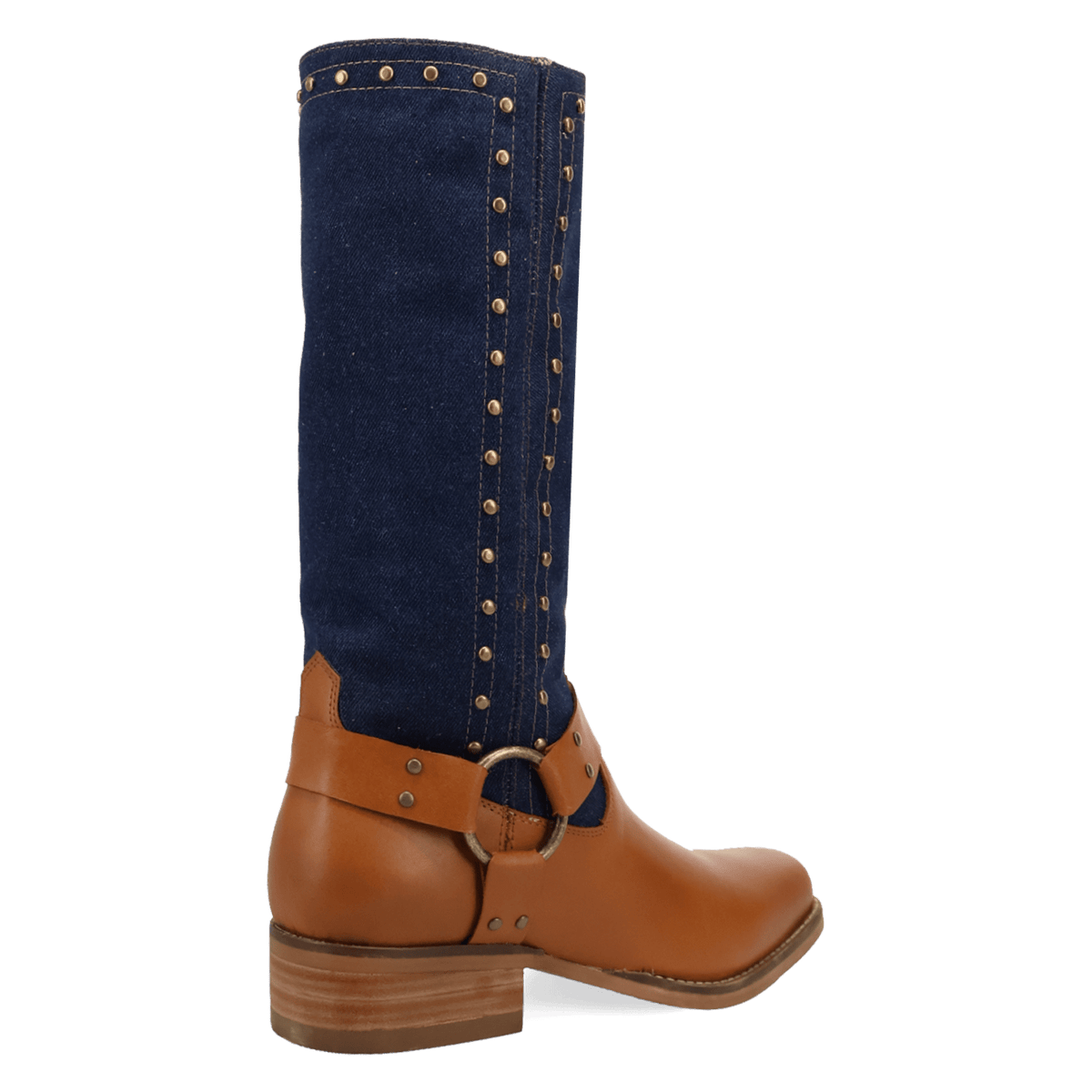 PRODUCT SHOT TRUE BLUE LEATHER BOOT AT 315 DEGREE ANGLE