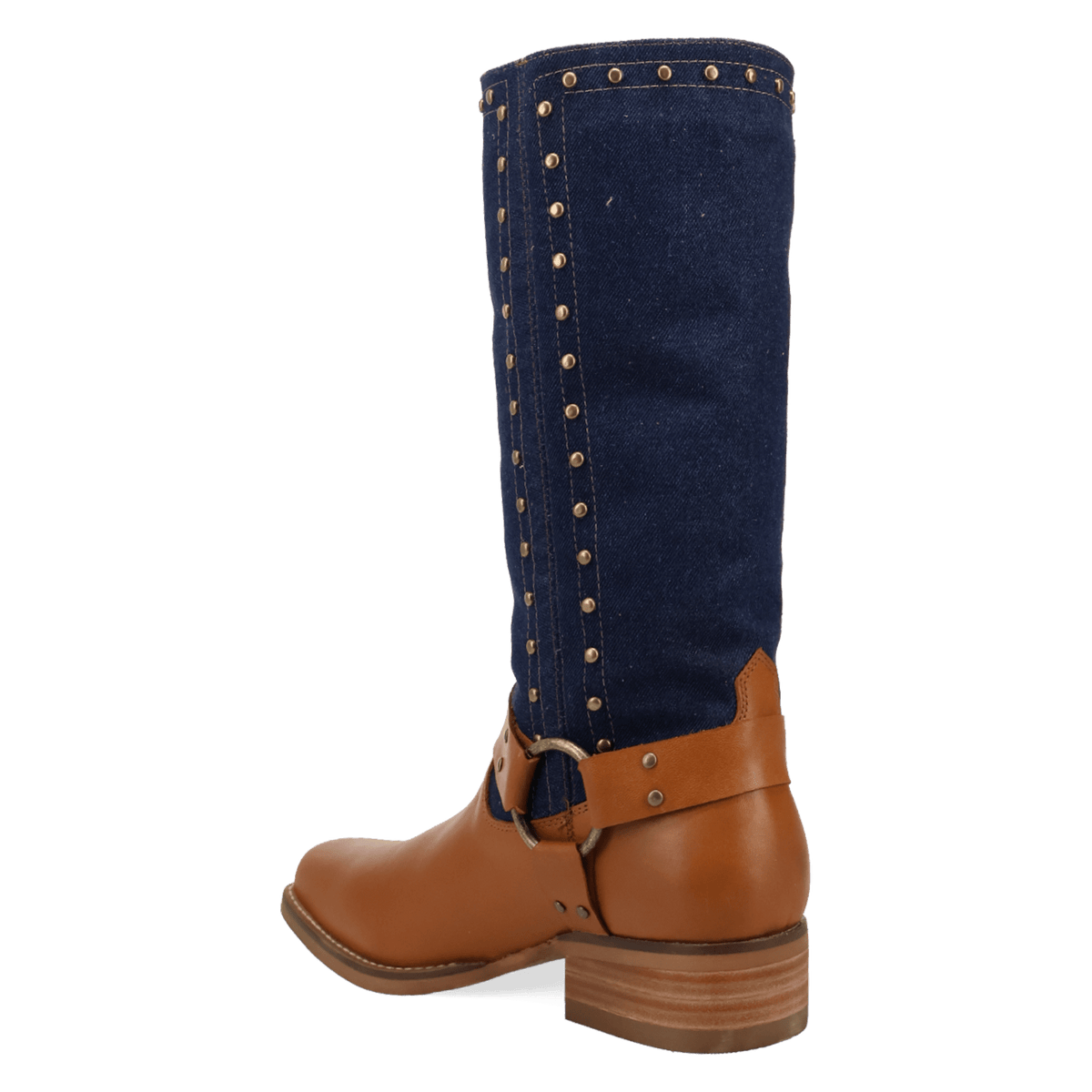 PRODUCT SHOT TRUE BLUE LEATHER BOOT AT 270 DEGREE ANGLE