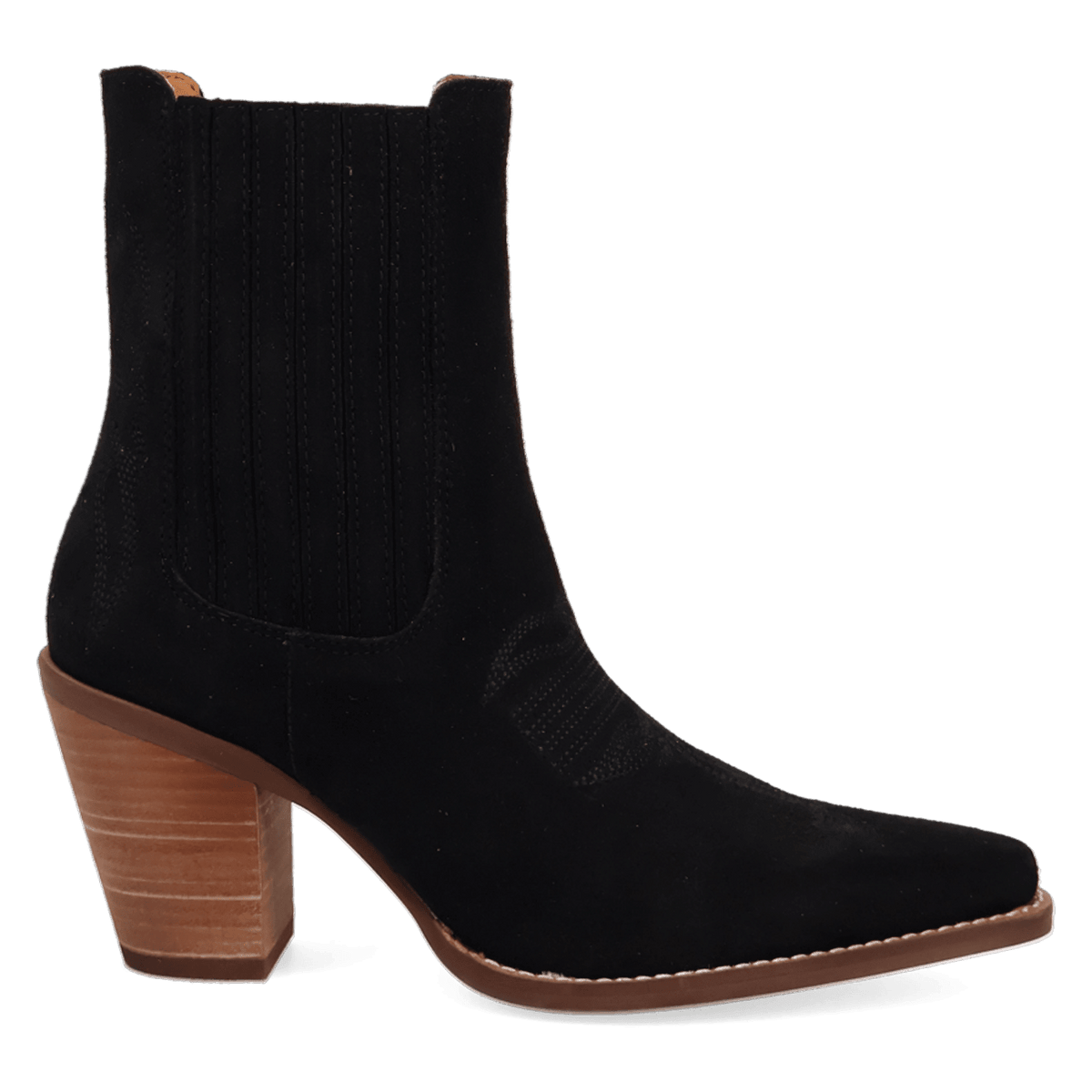 PRODUCT SHOT PALOMA SUEDE LEATHER BOOTIE AT 90 DEGREE INSIDE ANGLE