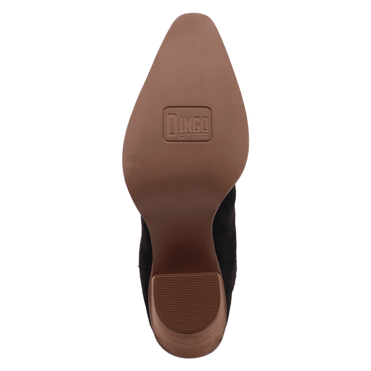 PRODUCT SHOT PALOMA SUEDE LEATHER BOOTIE AT OUTSOLE ANGLE
